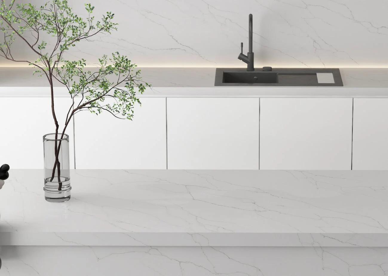 Quartz Prefab Countertop Left 9'X2' Bella Calacatta Polished - Image 2