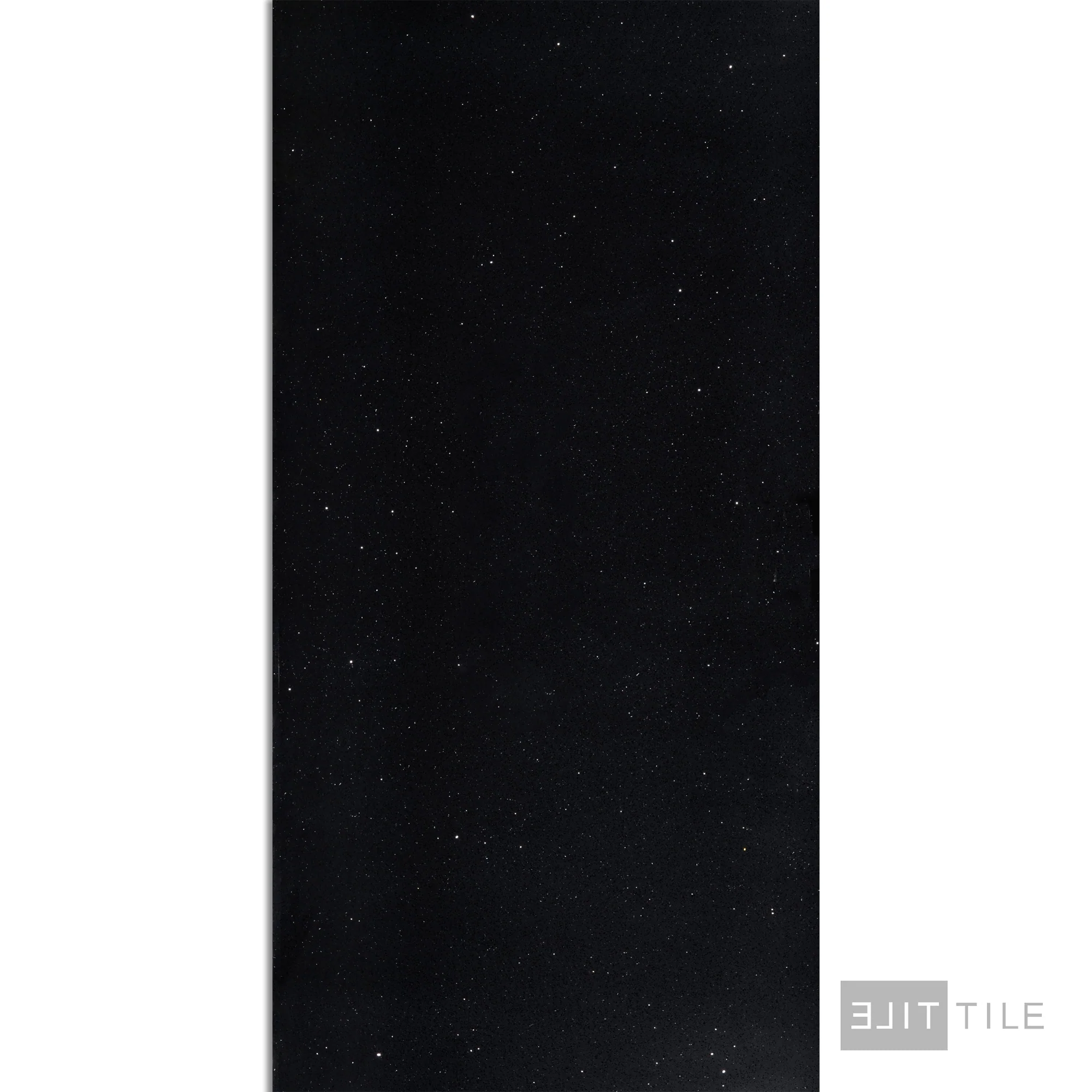 Quartz Prefab Countertop Left 9'X2' Black Sparkle Polished