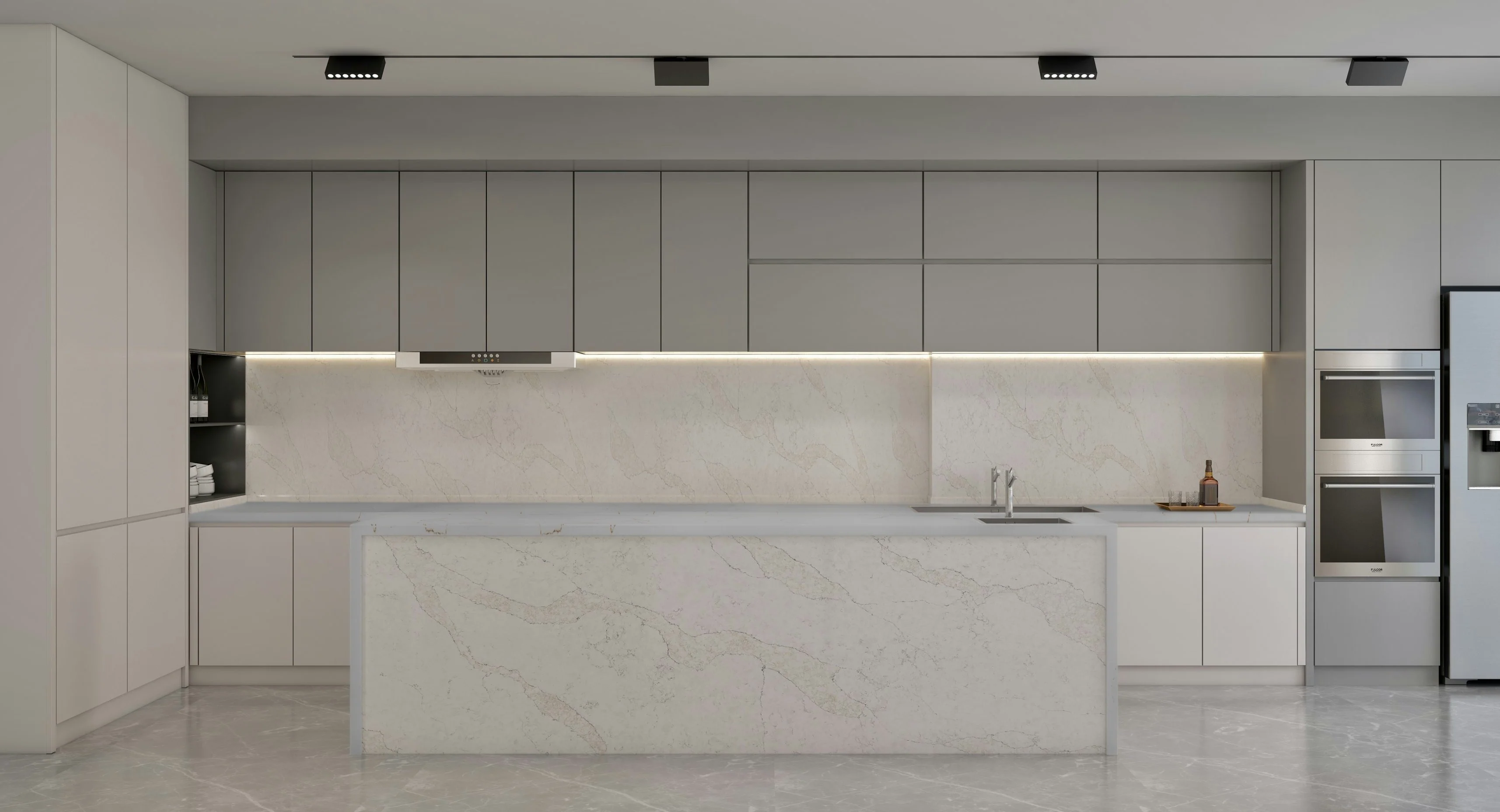 Quartz Prefab Countertop Left 9'X2' Carrara Gold Polished - Image 2