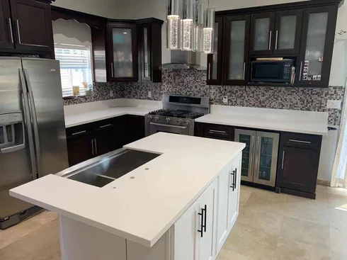 Quartz Prefab Countertop Left 26X110 Pure White Polished - Image 3