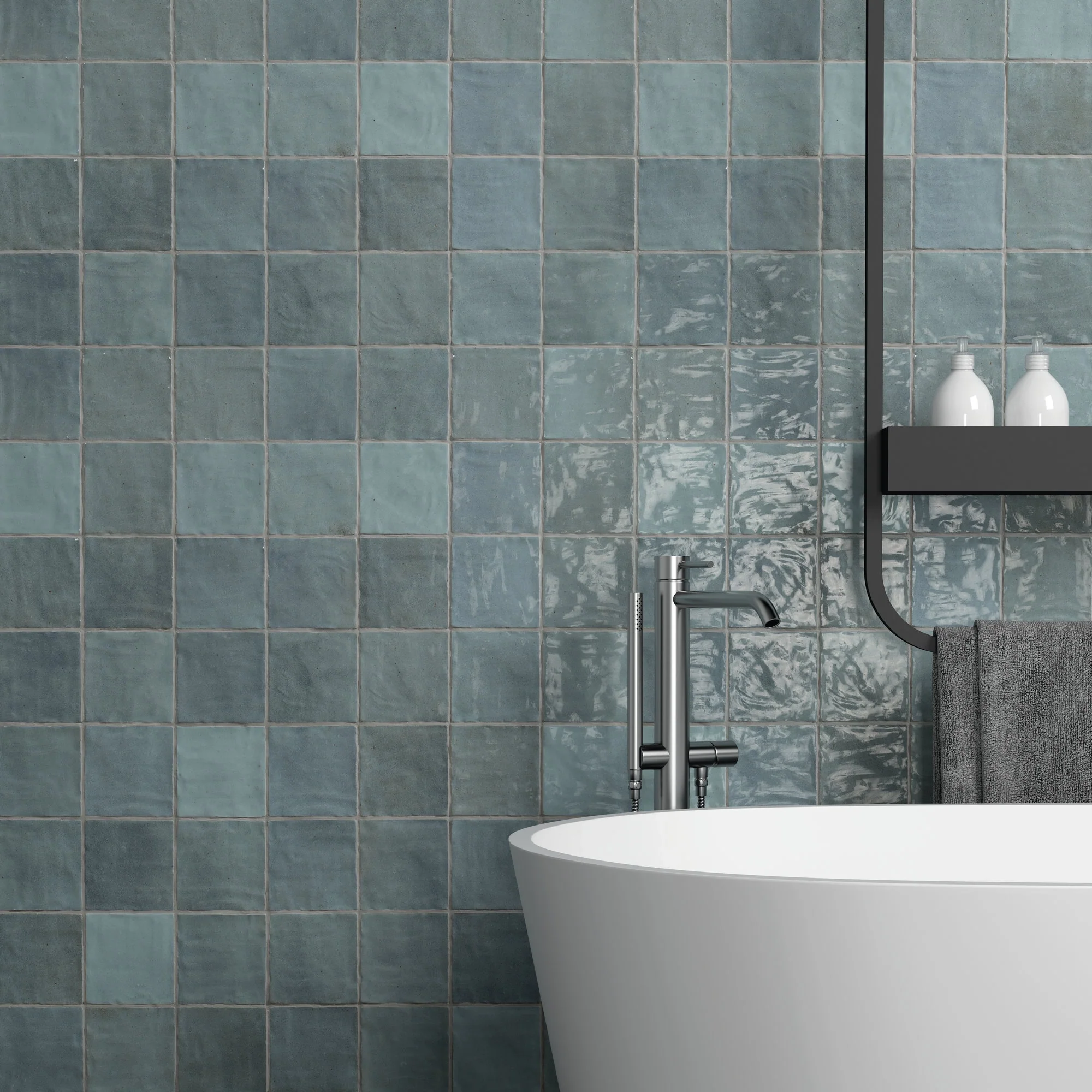 Riad Wall Tile 4X4 Aqua Glossy - Image 2