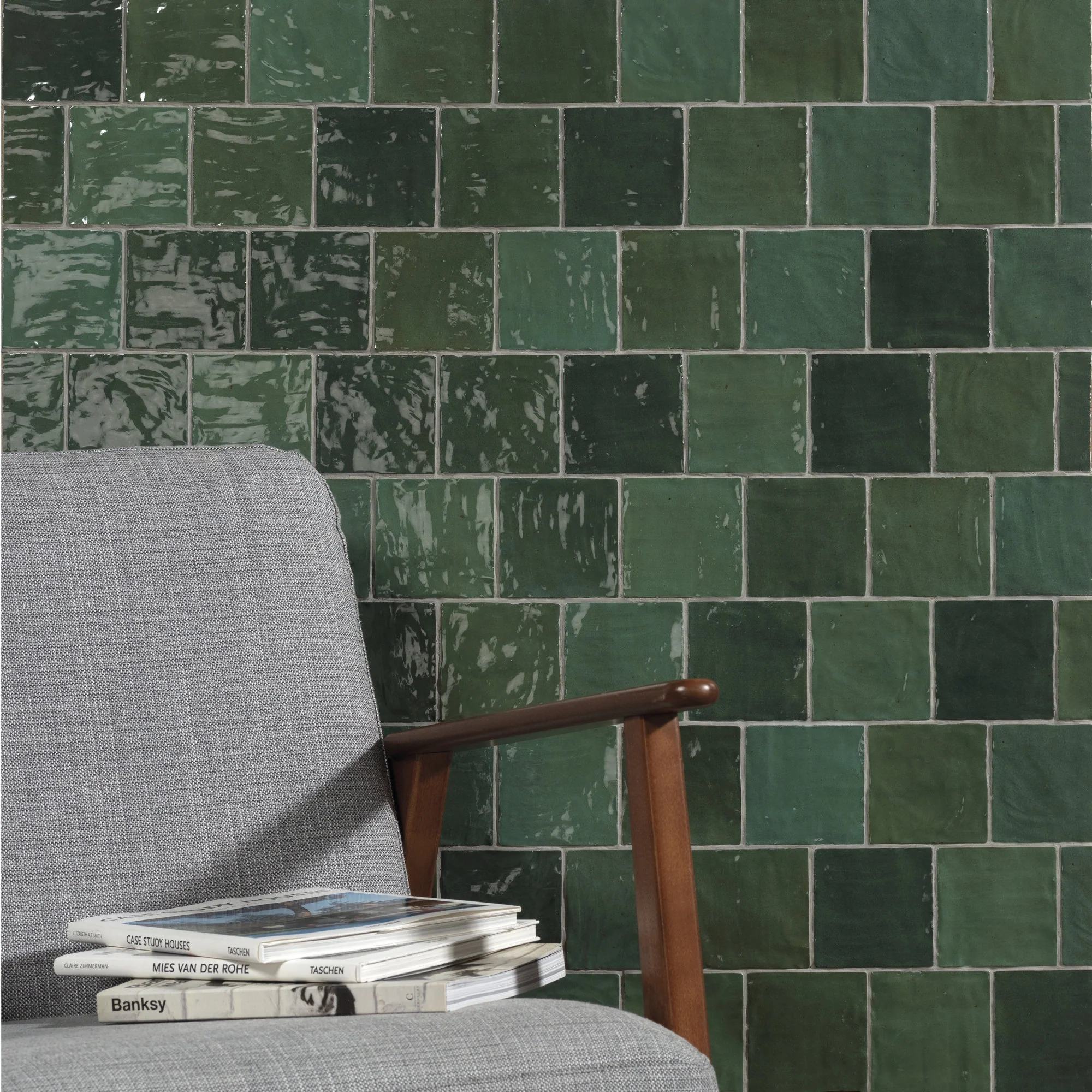 Riad Wall Tile 4X4 Green Glossy - Image 2