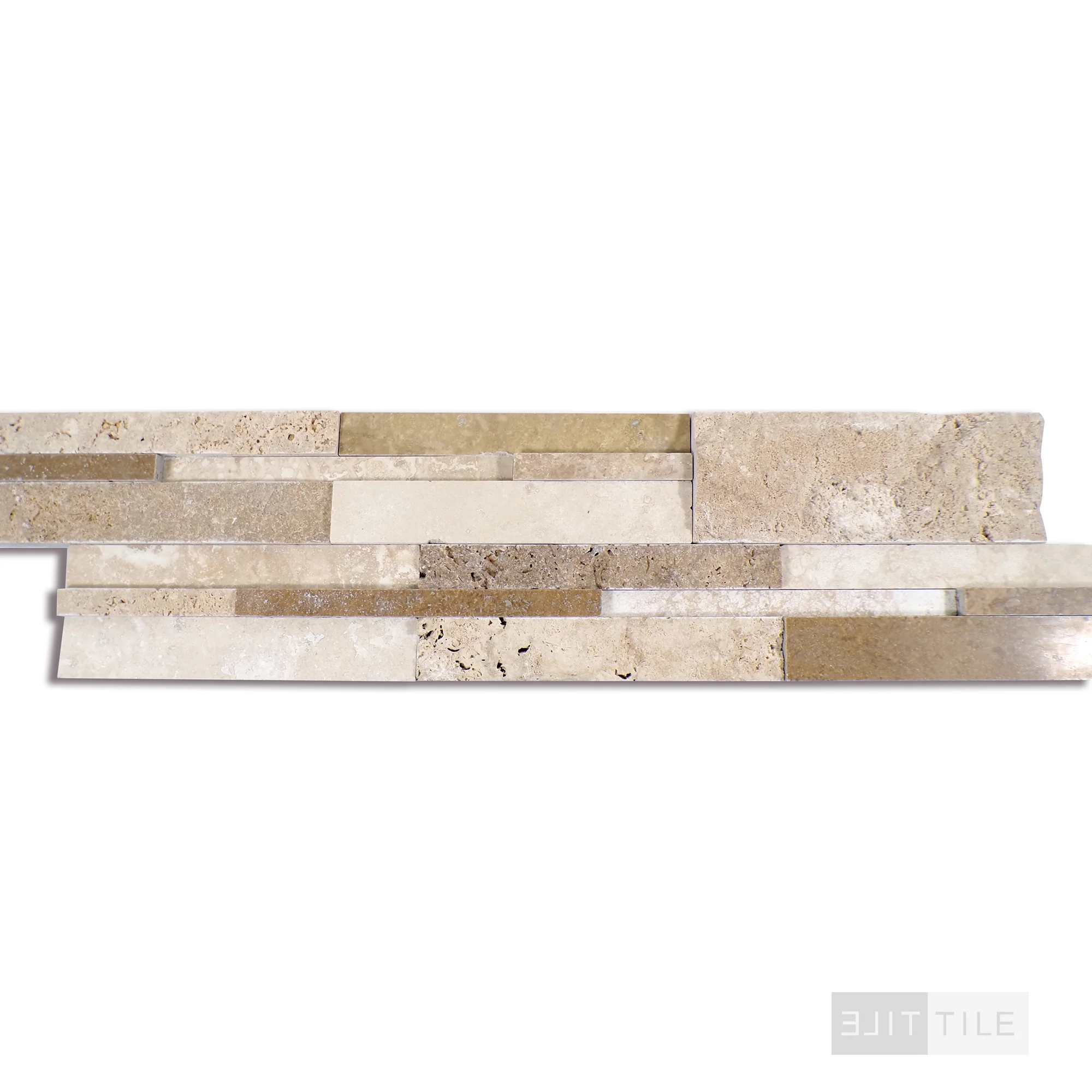 Rockmount Travertine Stacked Stone Panel 6X24 Casa Blend Multi Finish - Image 3