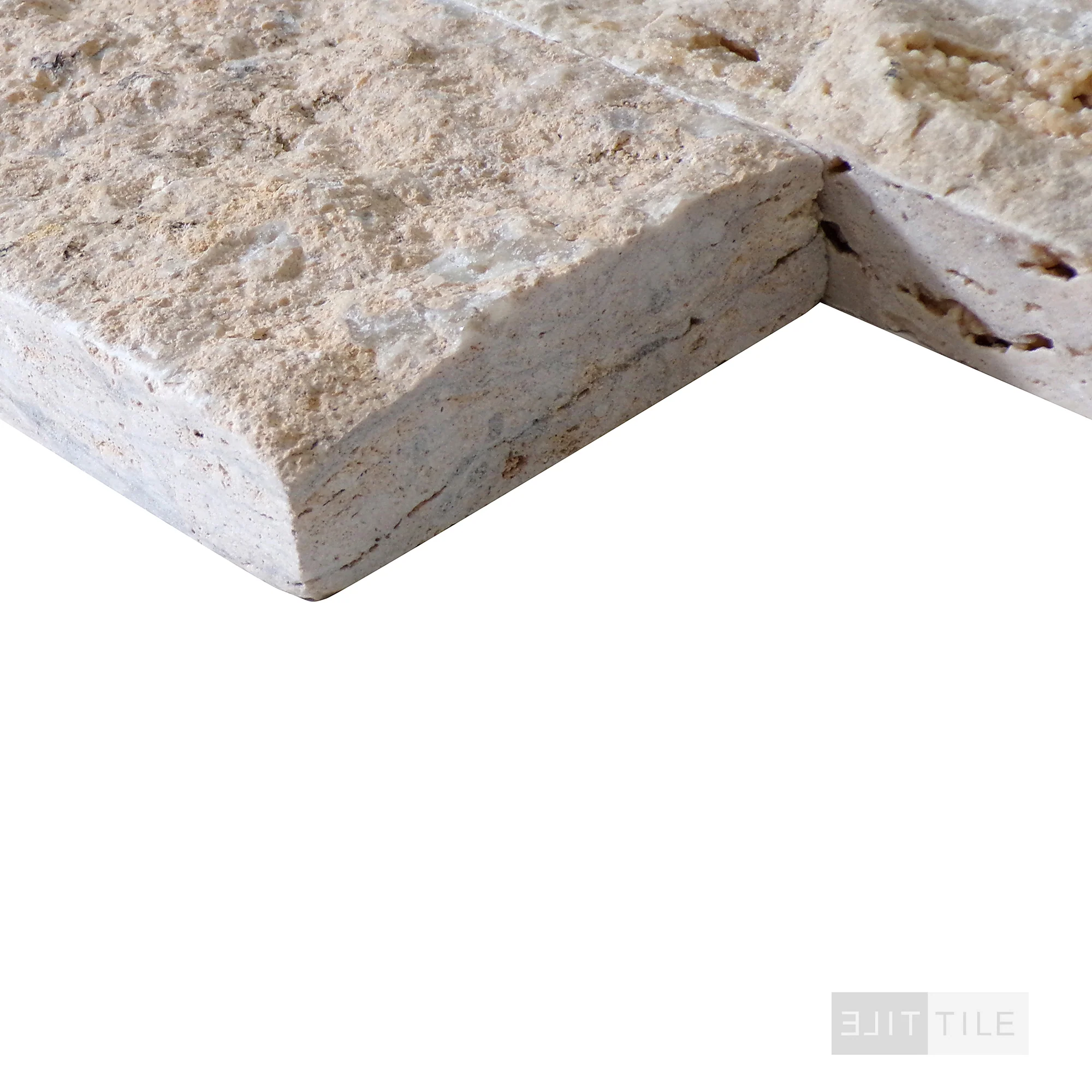 Rockmount Travertine Stacked Stone Panel 6X24 Cream Splitface - Image 4