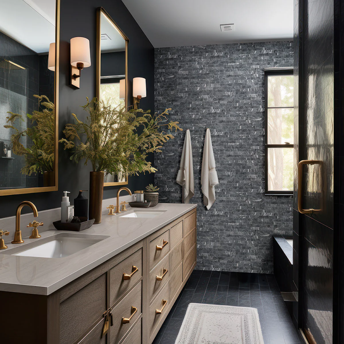 Rockmount Marble Stacked Stone Panel 6X24 Marquina Nero Splitface - Image 2