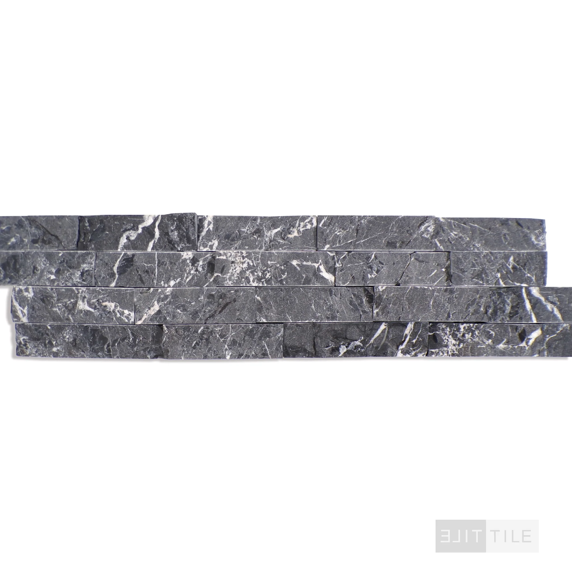 Rockmount Marble Stacked Stone Panel 6X24 Marquina Nero Splitface - Image 3