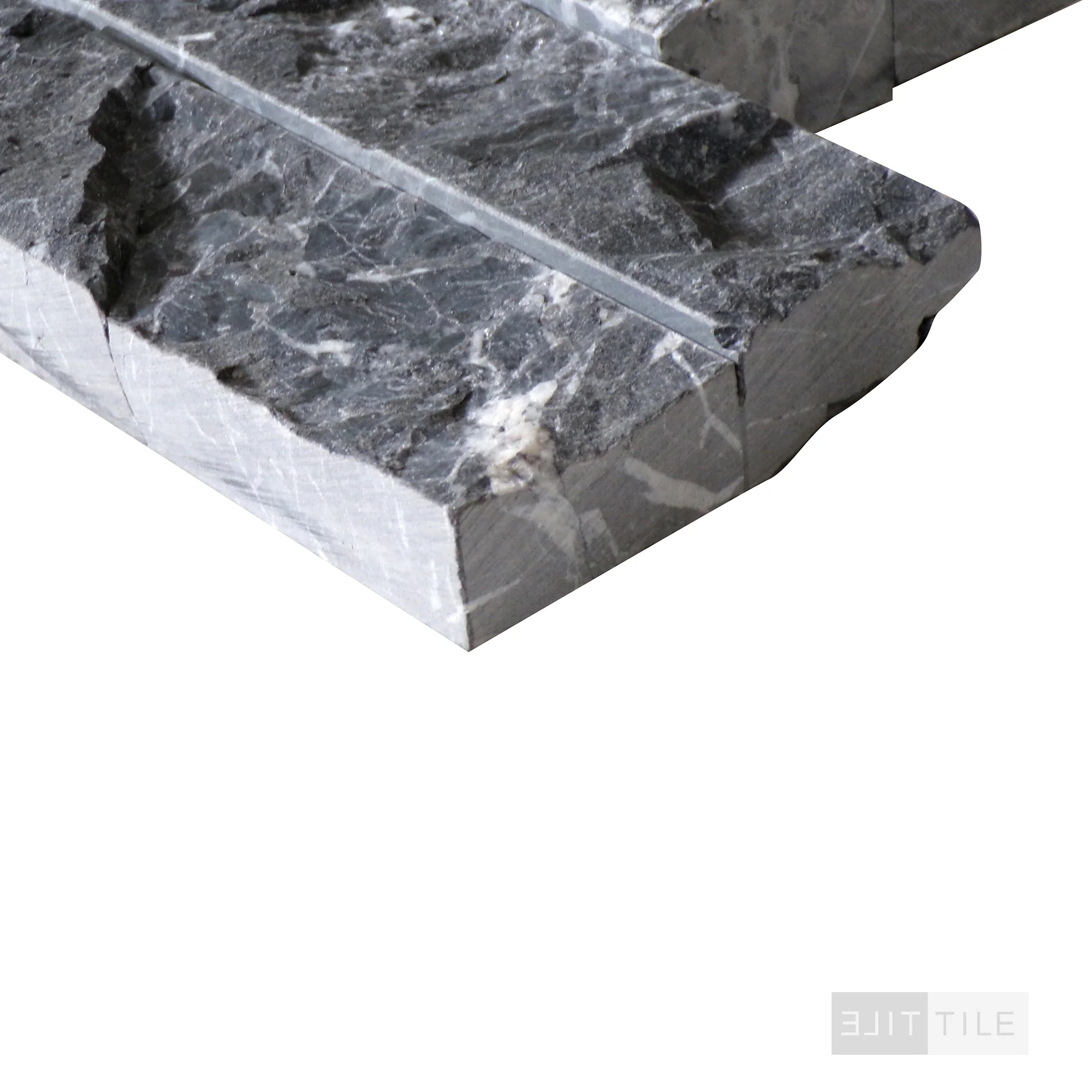 Rockmount Marble Stacked Stone Panel 6X24 Marquina Nero Splitface - Image 4