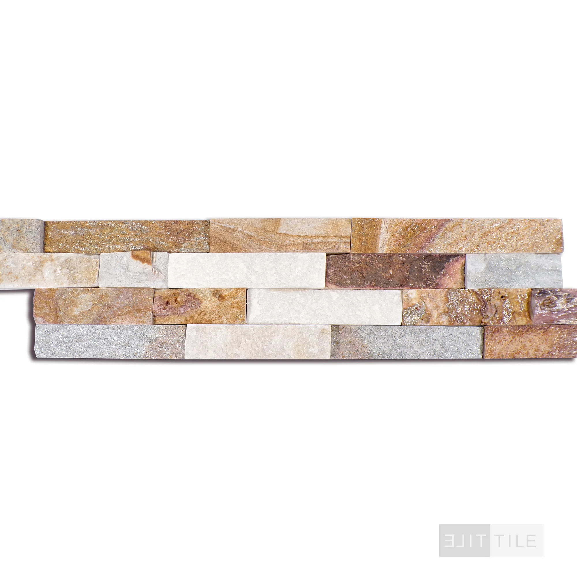Rockmount Quartzite Stacked Stone Panel 6X24 Sparkling Autumn Splitface - Image 3