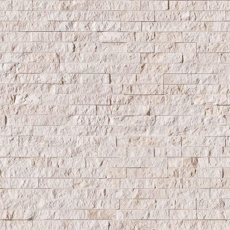 Rockmount Limestone Stacked Stone Panel 6X24 White Splitface