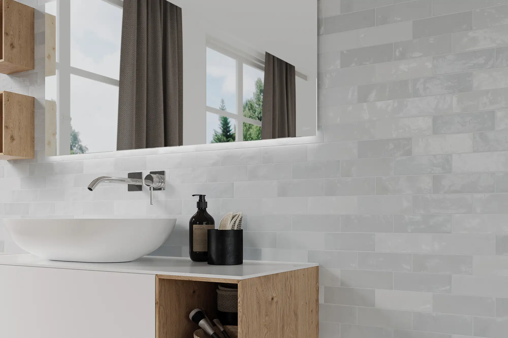 Safi Ceramic Field Tile 2X6 Grey Glossy - Image 2