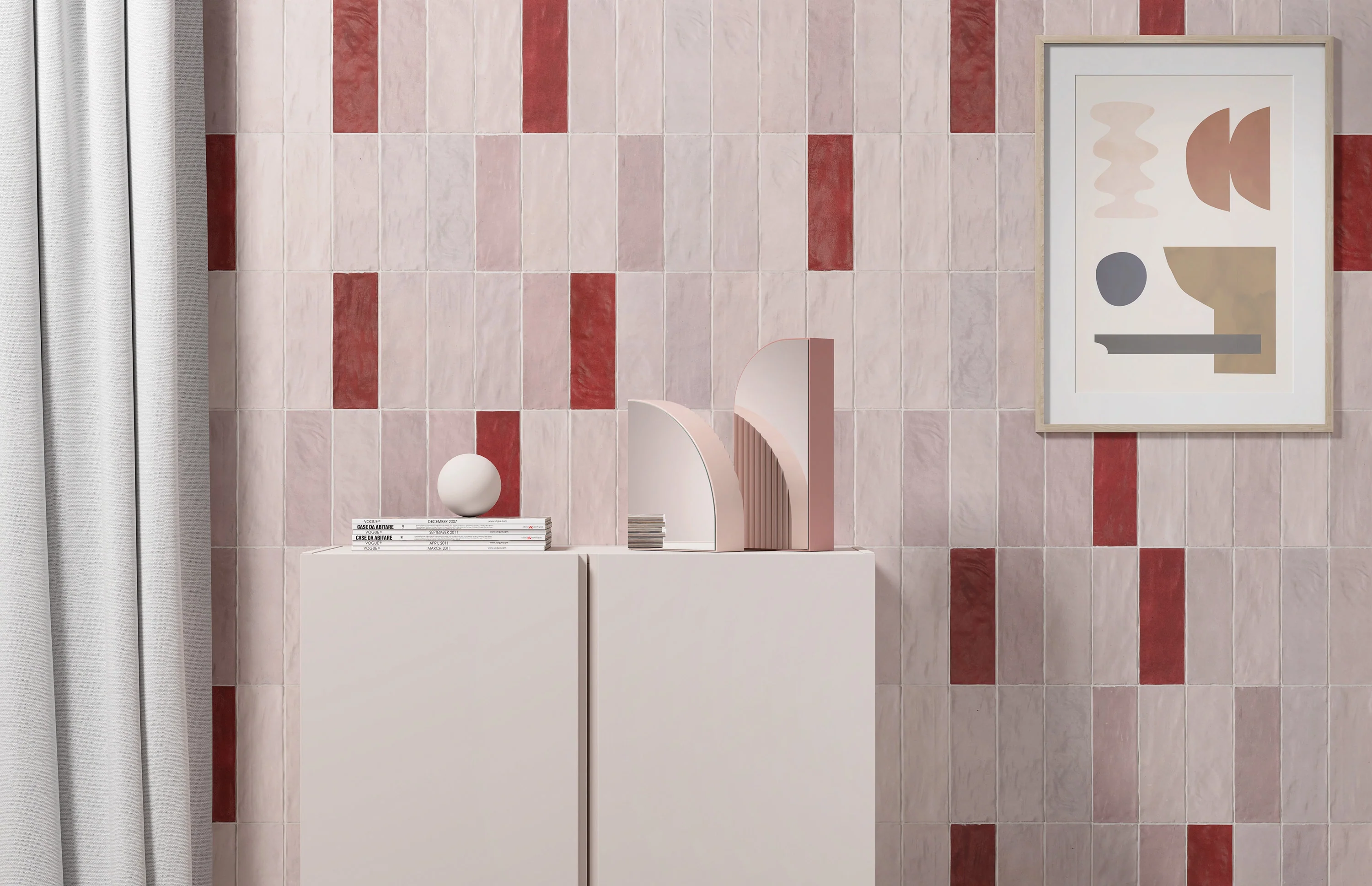 Sahn Wall Tile 2.6X7.9 Pink Matte - Image 2