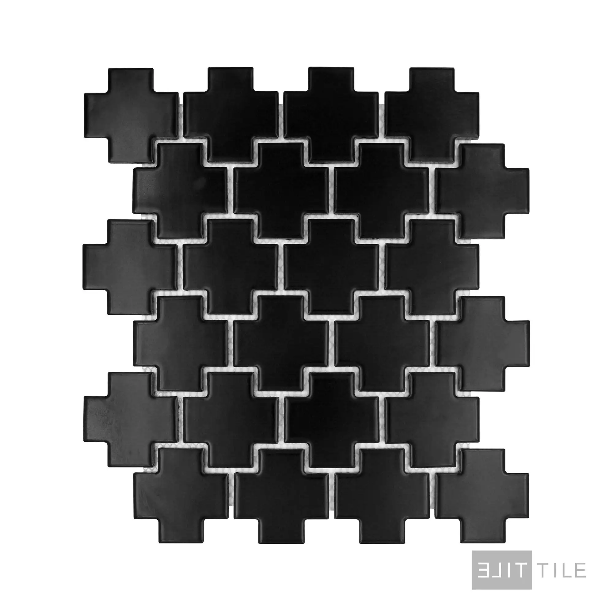 Shapes Cross Porcelain Mosaic 2X2 Black Matte