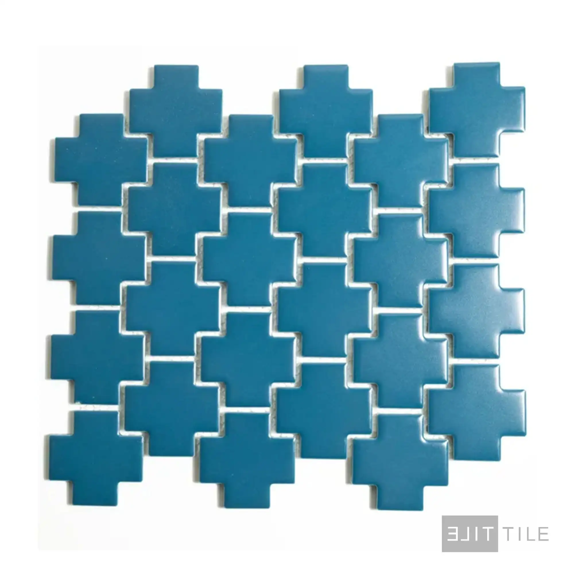 Shapes Cross Porcelain Mosaic 9.62X9.7 Blue Matte - Image 2