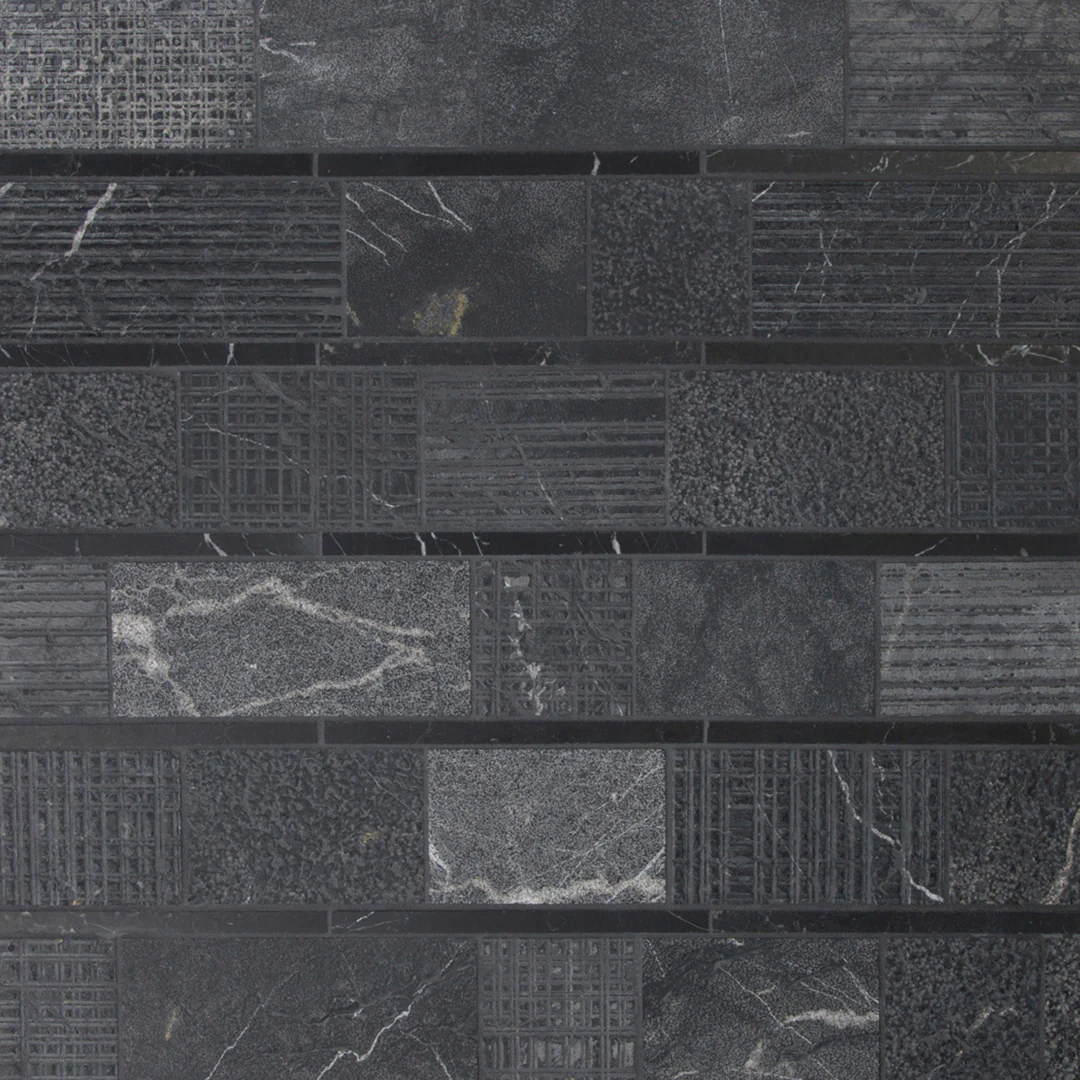 Shift Stripe Mosaic 12X12 Charcoal Textured