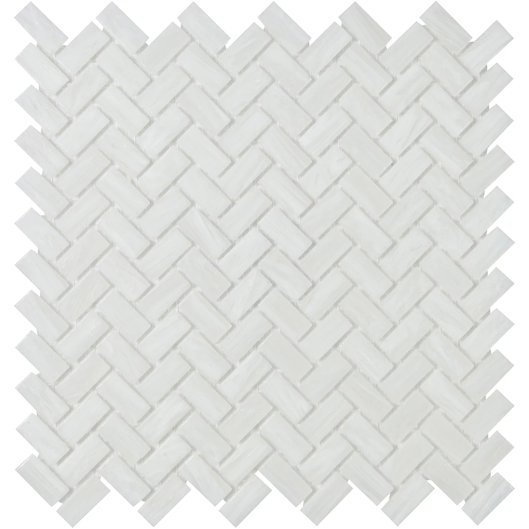 Shimmer Herringbone Mosaic 12X12 Ocean Foam Textured - Image 2