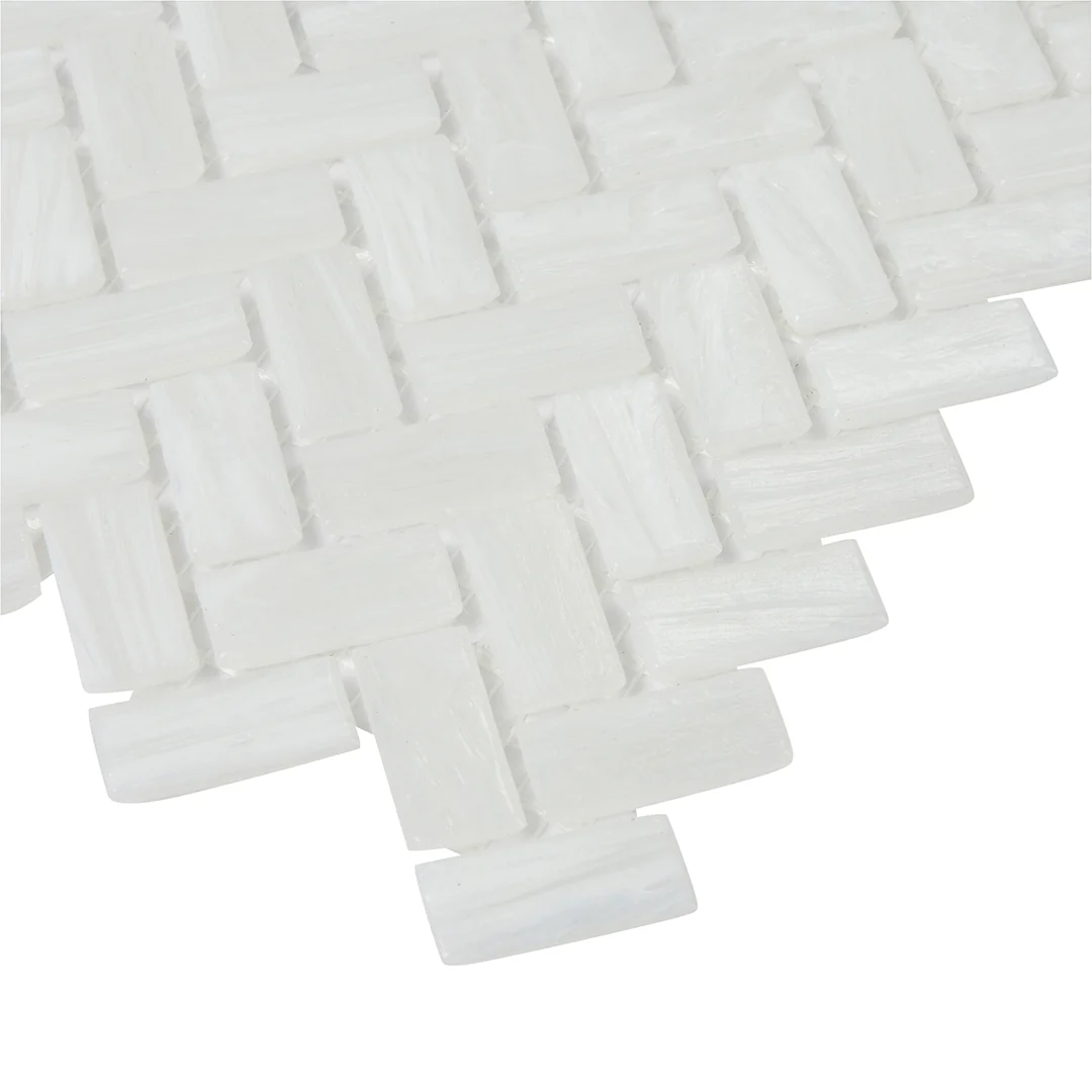 Shimmer Herringbone Mosaic 12X12 Ocean Foam Textured - Image 3
