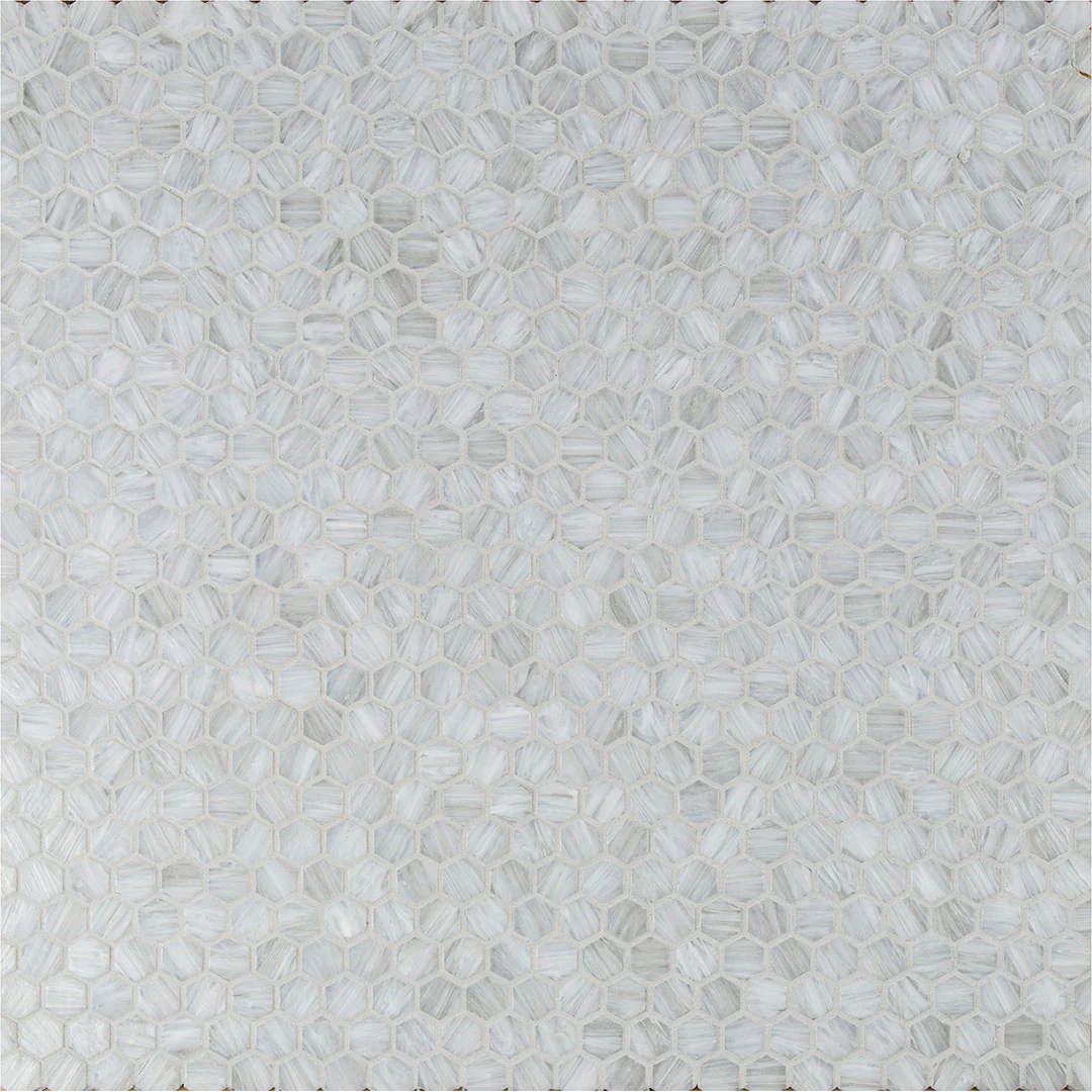 Shimmer Hexagon Mosaic 12X12 Ocean Foam Textured