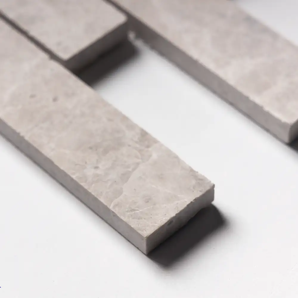 Silver Shadow Marble 1 1/4X6 Offset Stacked Mosaic 12X12 Silver Shadow Honed - Image 3