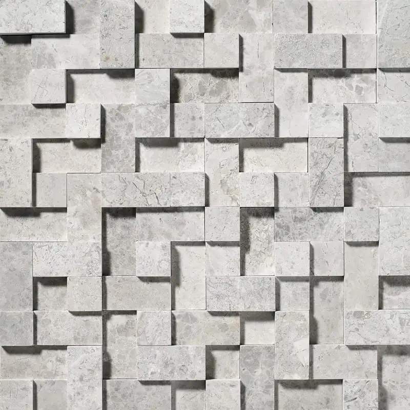 Silver Shadow Marble Random Cubes Mosaic 12X12 Silver Shadow Honed
