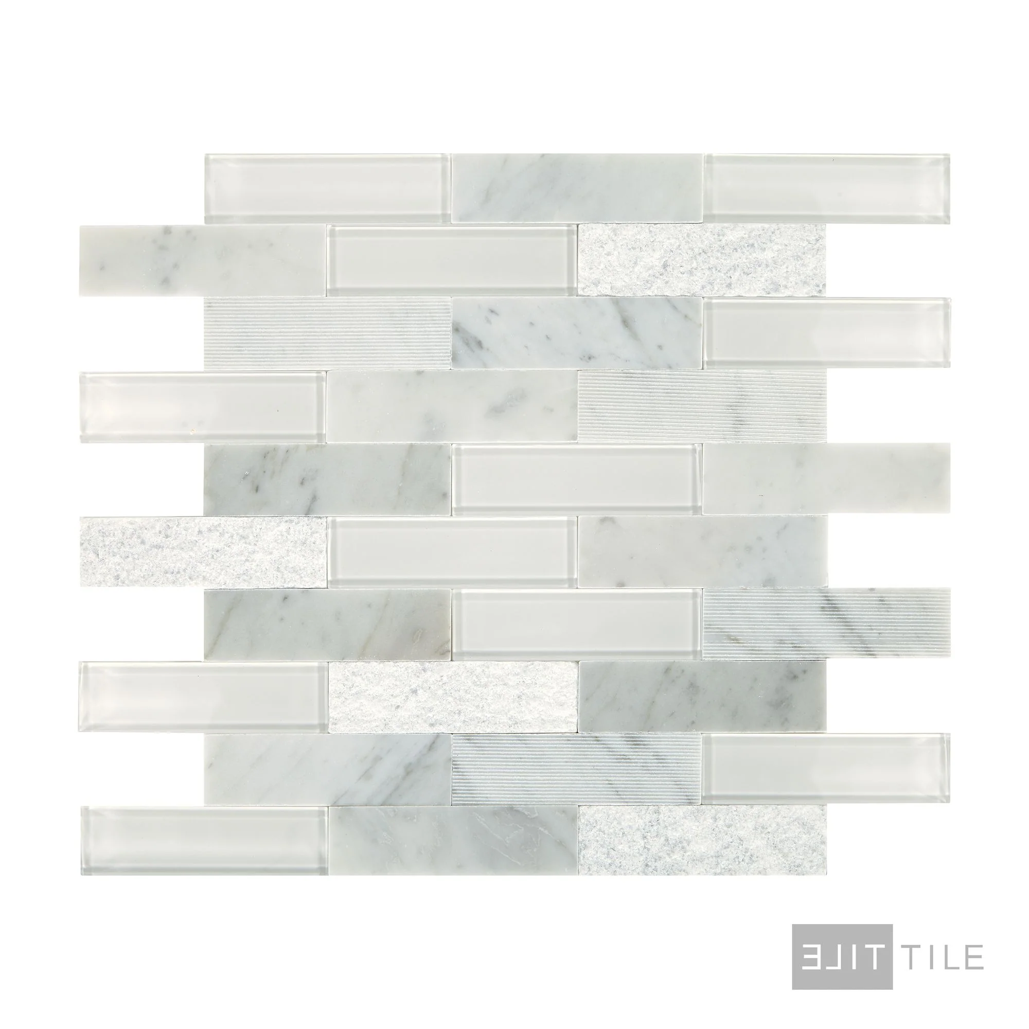 Simplystick Mosaix 1.25X4 Natural Stone Mosaic 12X12 Carrara White And Glass Blend - Image 2