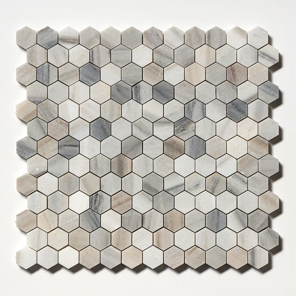 Skyline Honed Marble 1X1 Hexagon Mosaic 11-5/8X12 Skyline Honed - Image 3
