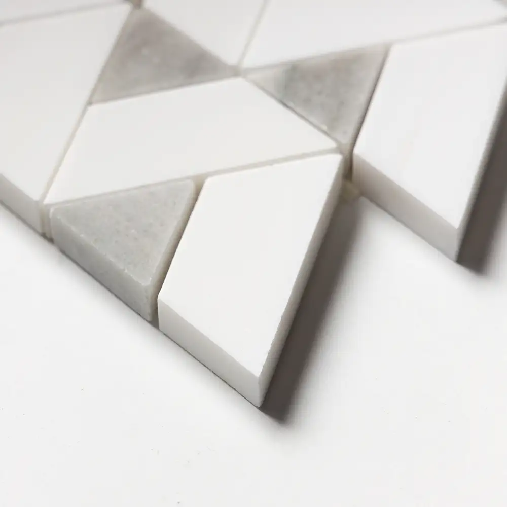 Skyline Honed Marble Monte Mosaic 12-3/8X12-3/8 Skyline Snow White Honed - Image 4