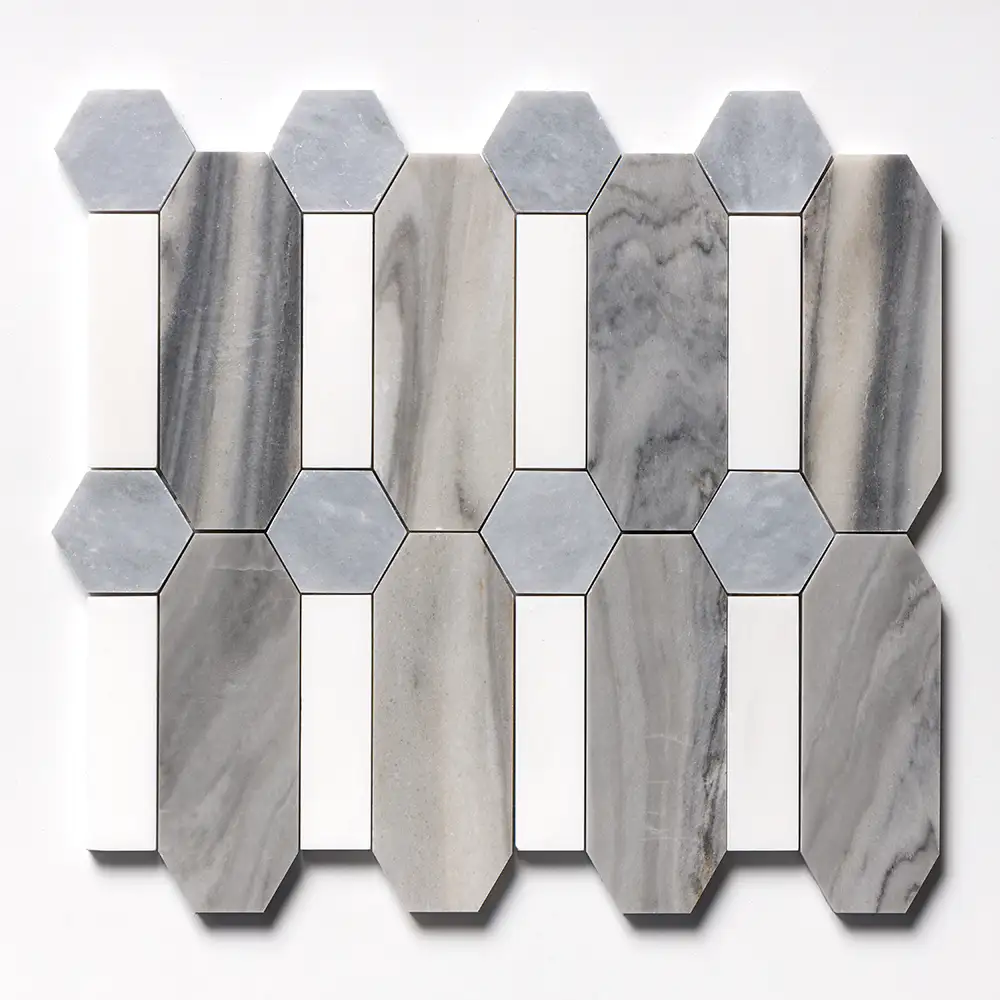 Skyline Polished Marble Pillar Mosaic 13X13 Skyline Snow White Allure Honed&Polished - Image 3
