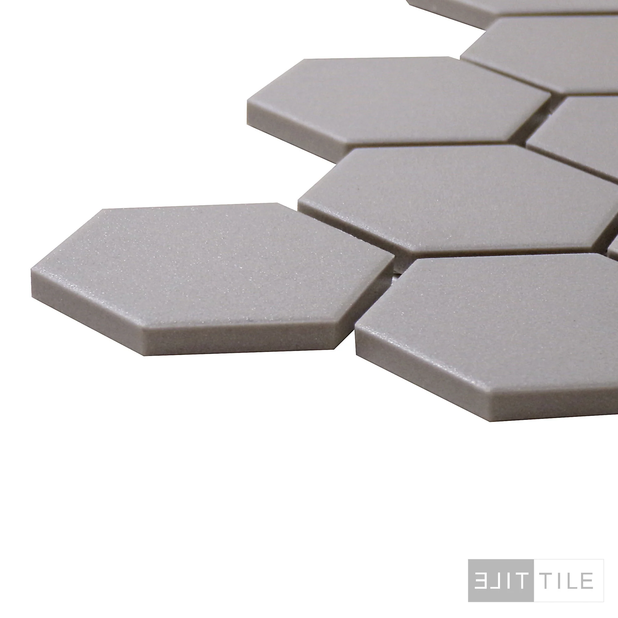 Solids Porcelain Mosaic 2X2 Hex 12X12 Grey Matte - Image 4