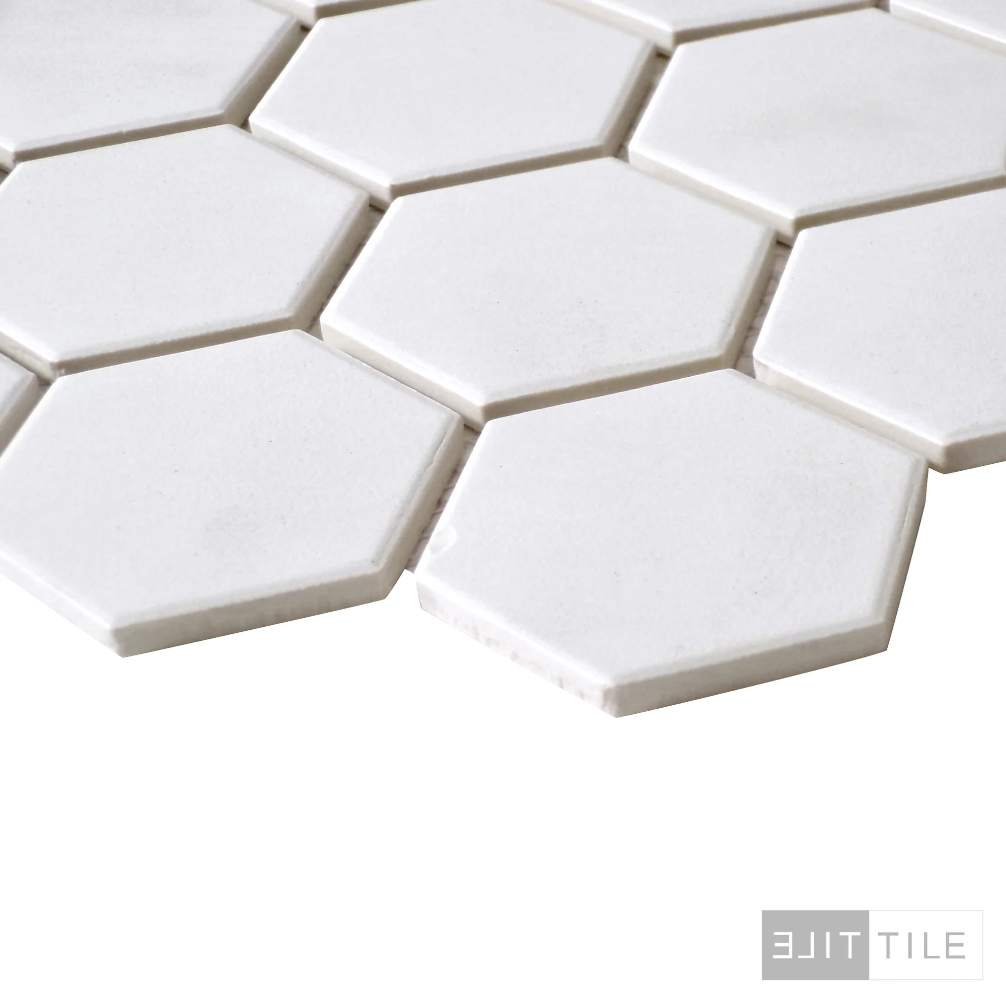 Solids Porcelain Mosaic 2X2 Hex 12X12 White Matte - Image 3