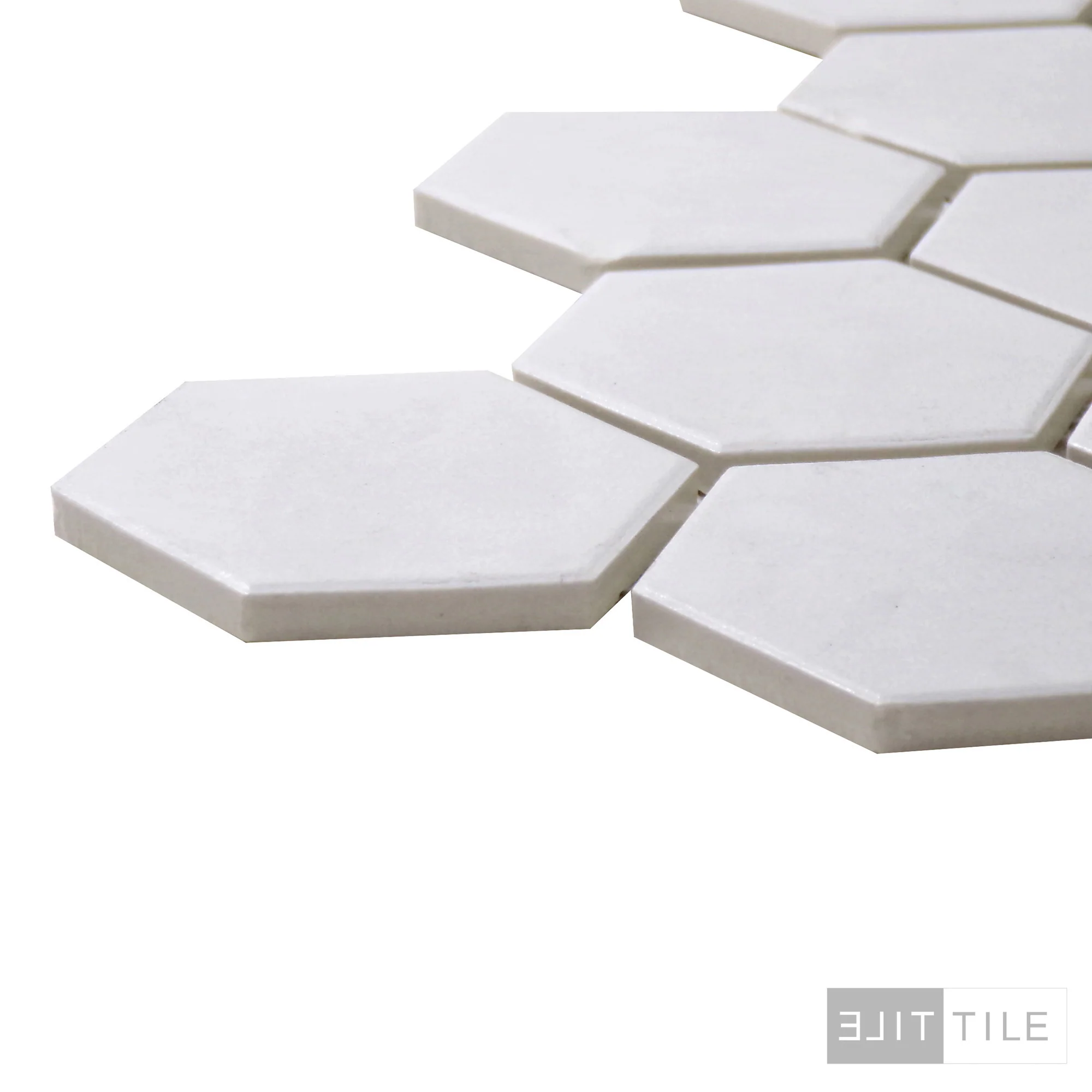 Solids Porcelain Mosaic 2X2 Hex 12X12 White Matte - Image 4