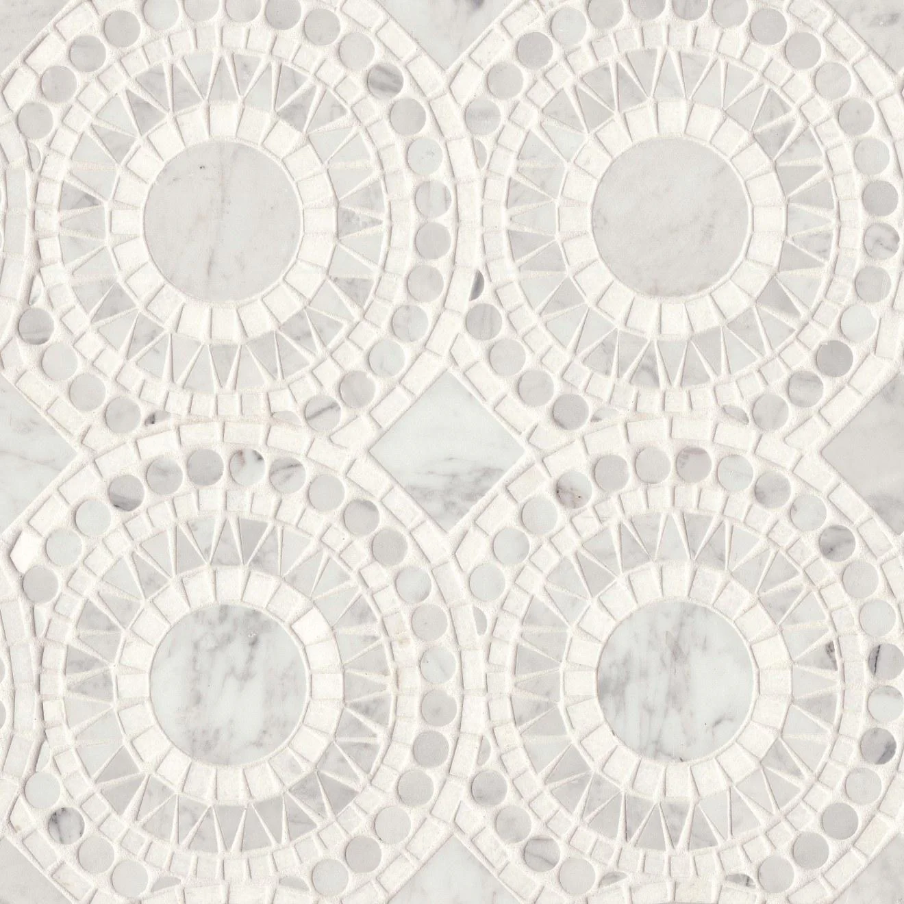 Solis Marble Blend Mosaic Honed 14.25X14.25 White Carrara/White Thassos