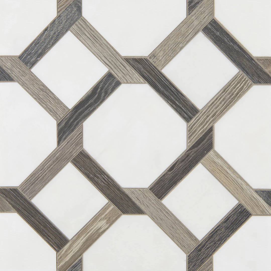 Sterling Row Rattan Mosaic 8-1/16X8-1/8 Charcoal Natural