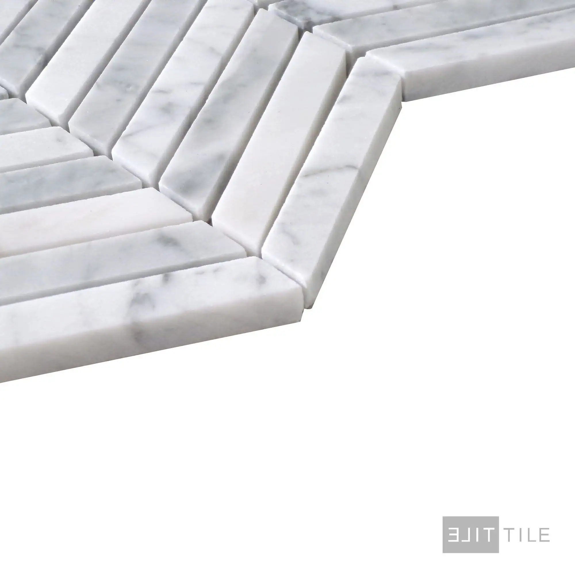 Sto-Re 5/8X3 Chevron Marble Mosaic 10.5X10 Carrara Polished - Image 3