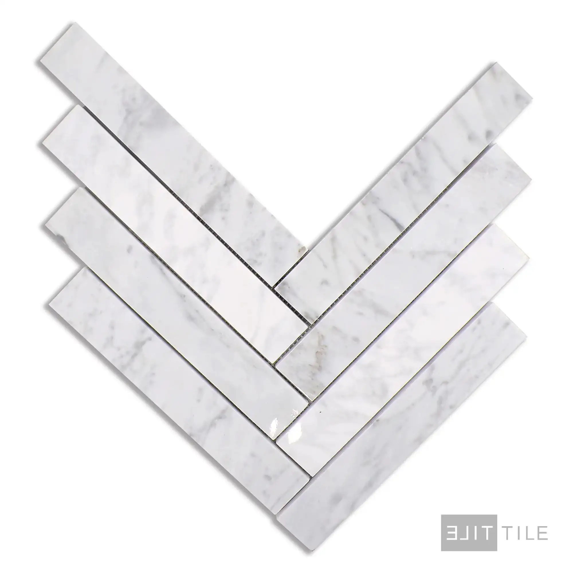 Sto-Re 1-1/2X9 Herringbone Marble Mosaic 10X12 Carrara Polished - Image 2