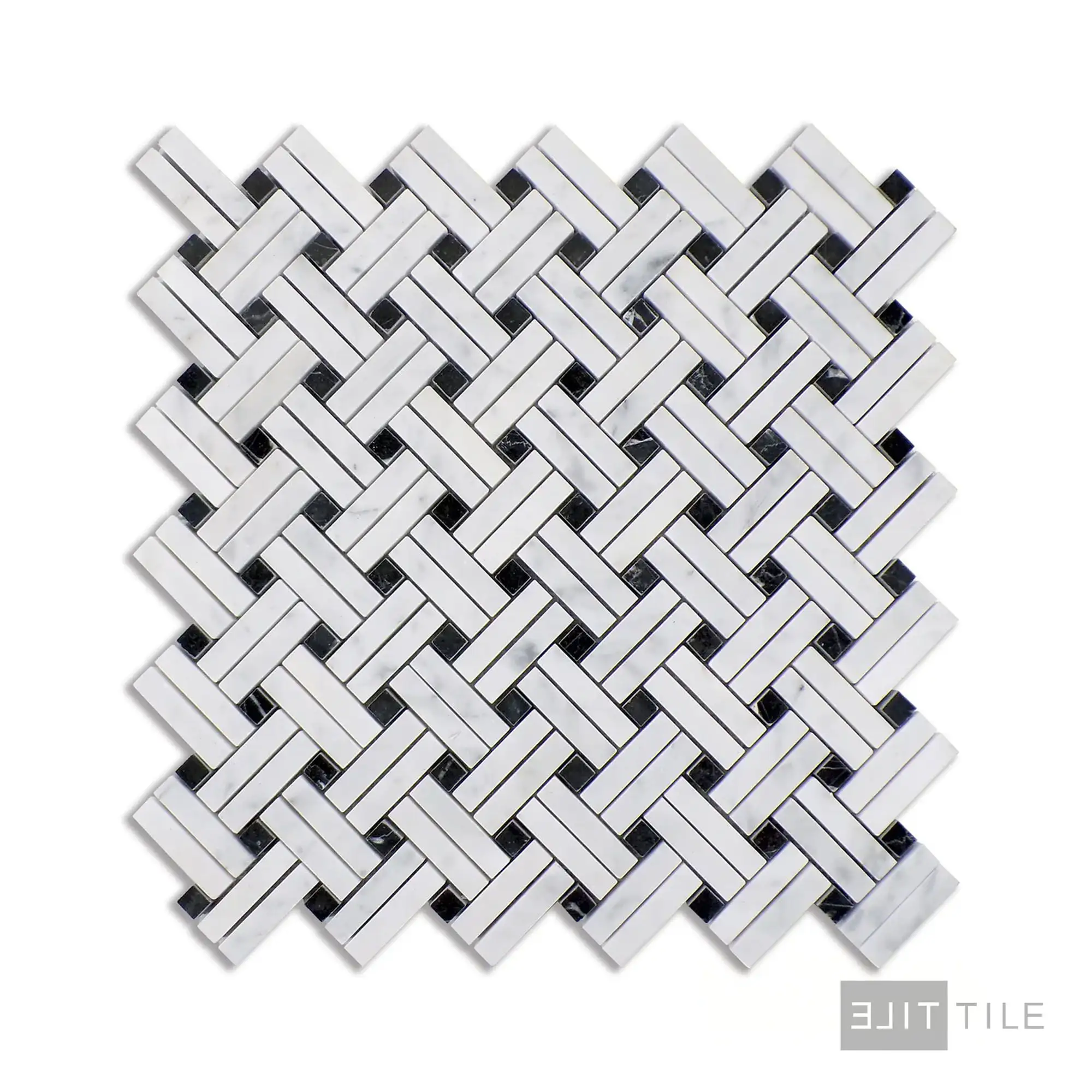 Sto-Re 5/8X2 Stanza Marble Mosaic 11X11 Carrara W/. Black Dot Polished - Image 2