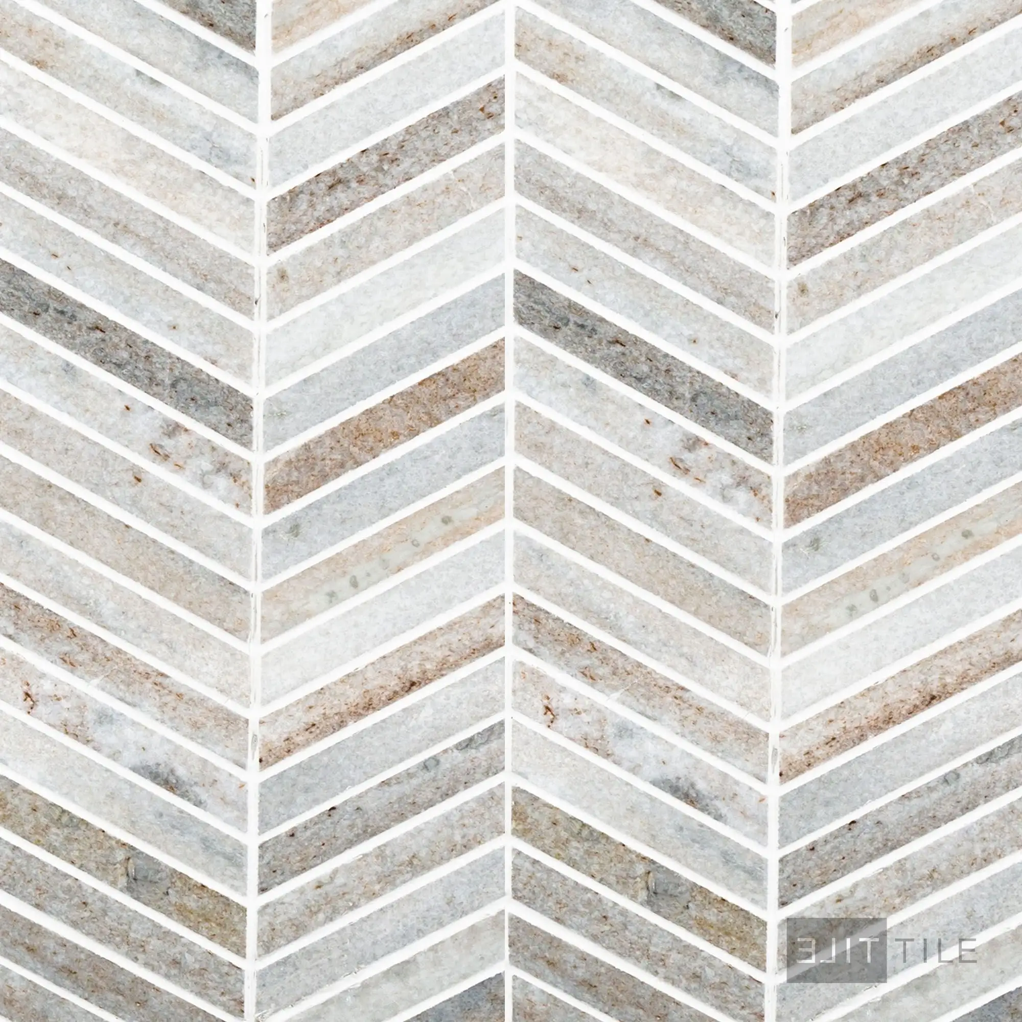 Sto-Re 5/8X3 Chevron Marble Mosaic 10.5X10 Ocean White Polished