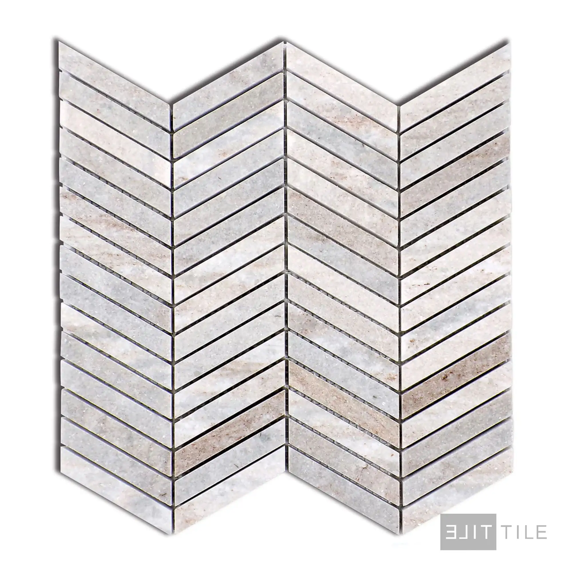 Sto-Re 5/8X3 Chevron Marble Mosaic 10.5X10 Ocean White Polished - Image 2