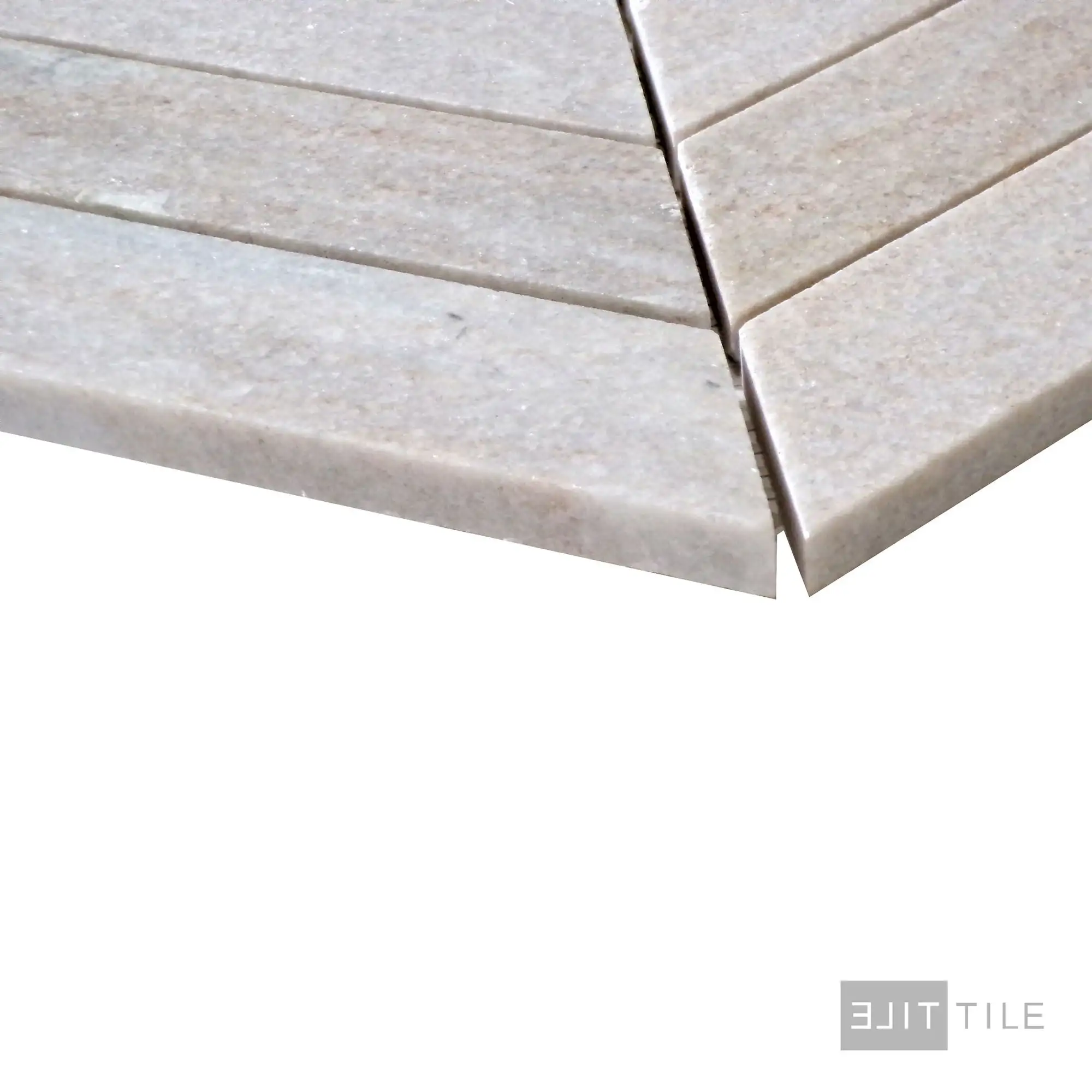 Sto-Re 1-1/2X9 Chevron Marble Mosaic 10X10 Ocean White Polished - Image 3