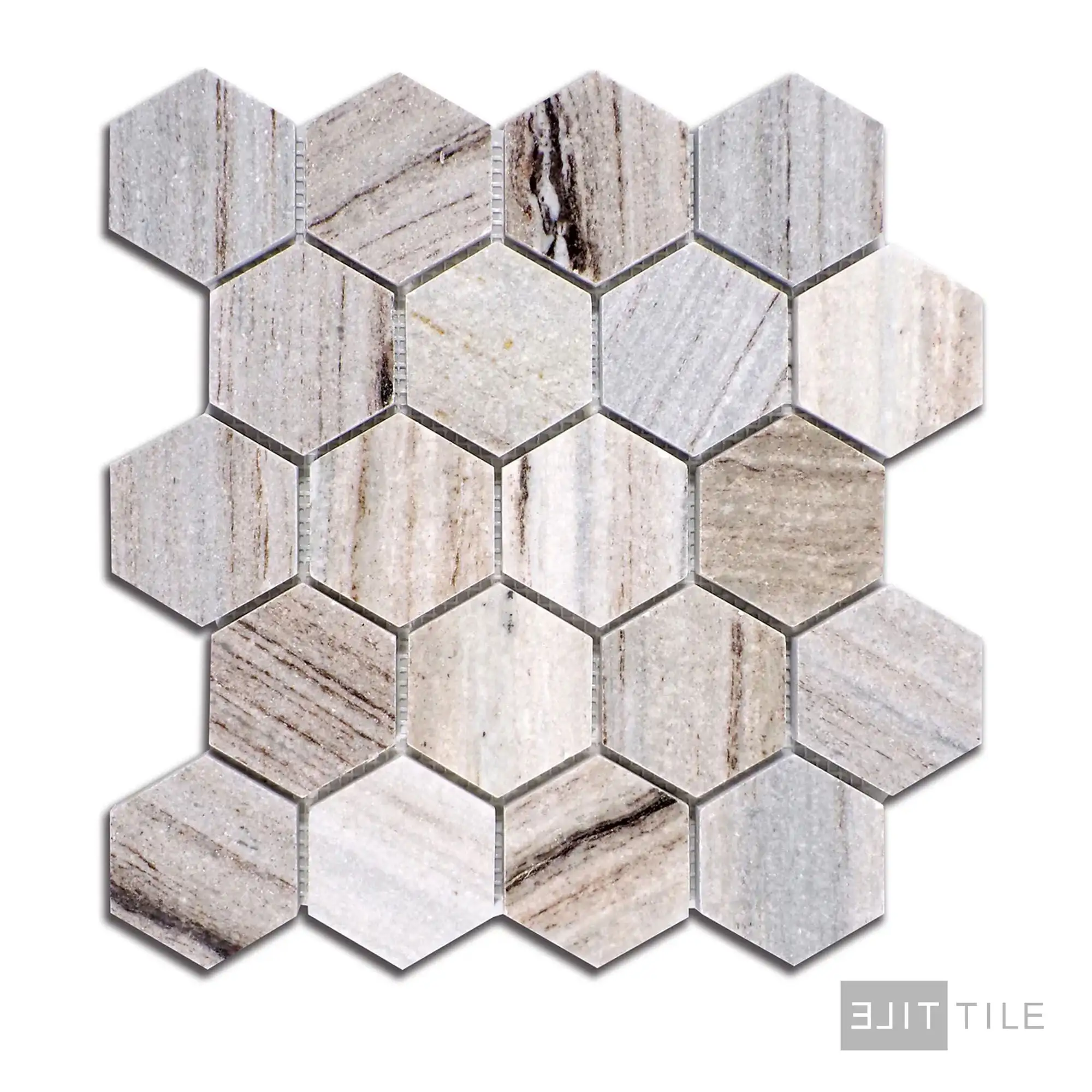 Sto-Re 2-1/2X2-1/2 Hexagon Marble Mosaic 10X11 Ocean White Polished - Image 2