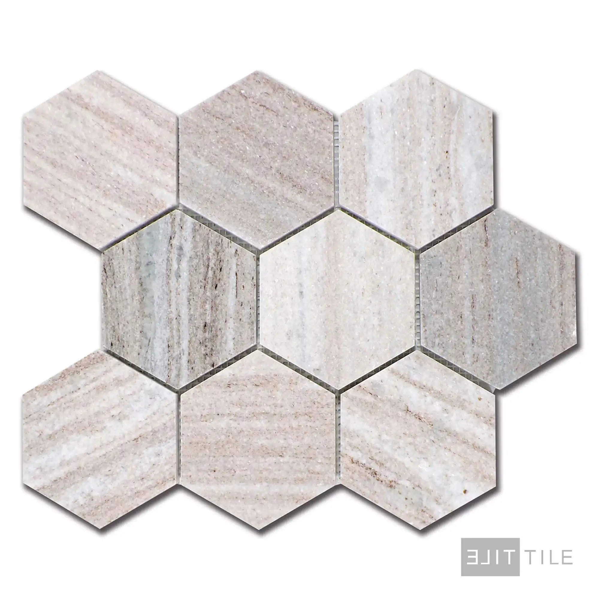 Sto-Re 4X4 Hexagon Marble Mosaic 11X11 Ocean White Polished - Image 2