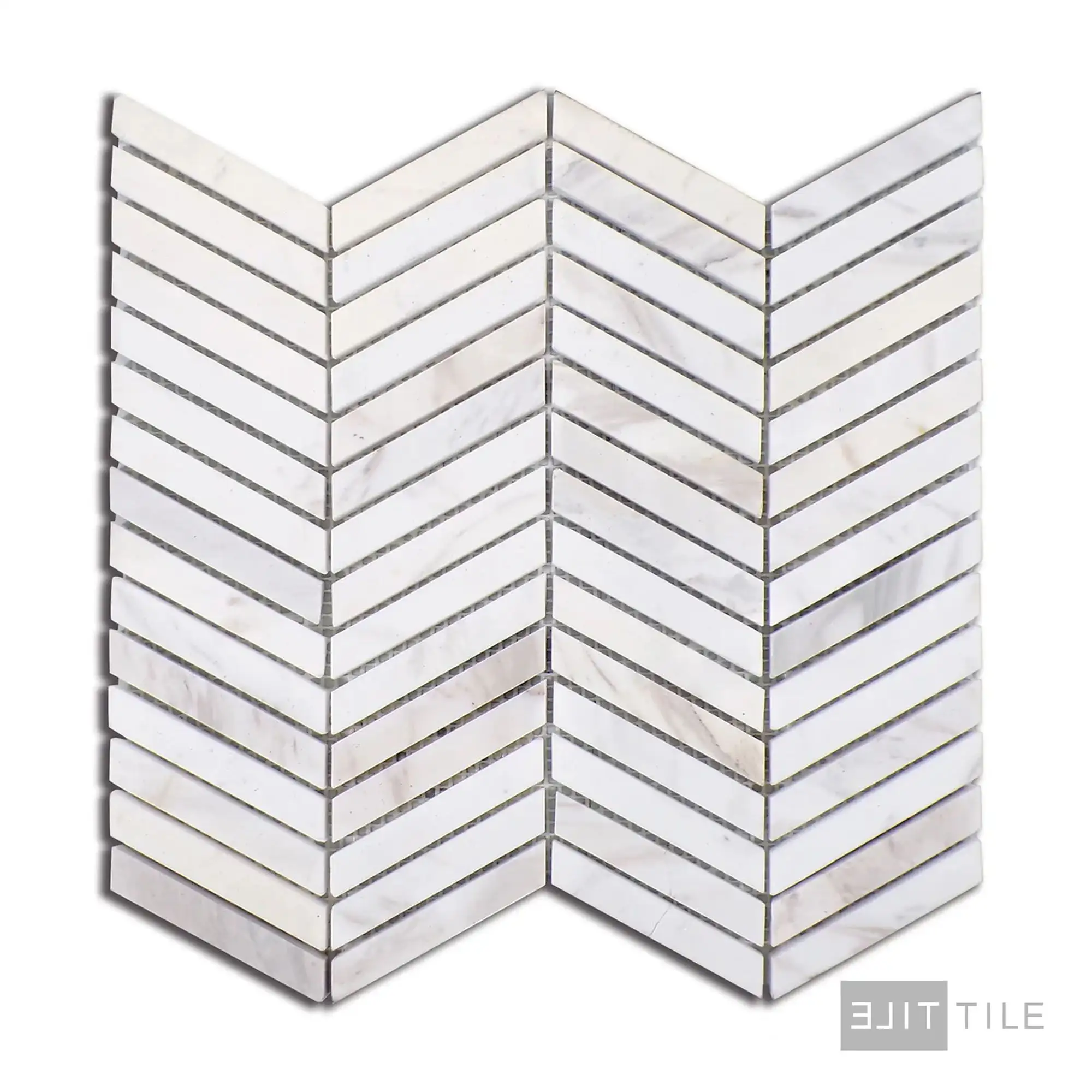Sto-Re 5/8X3 Chevron Marble Mosaic 10.5X10 Volakas Polished - Image 2