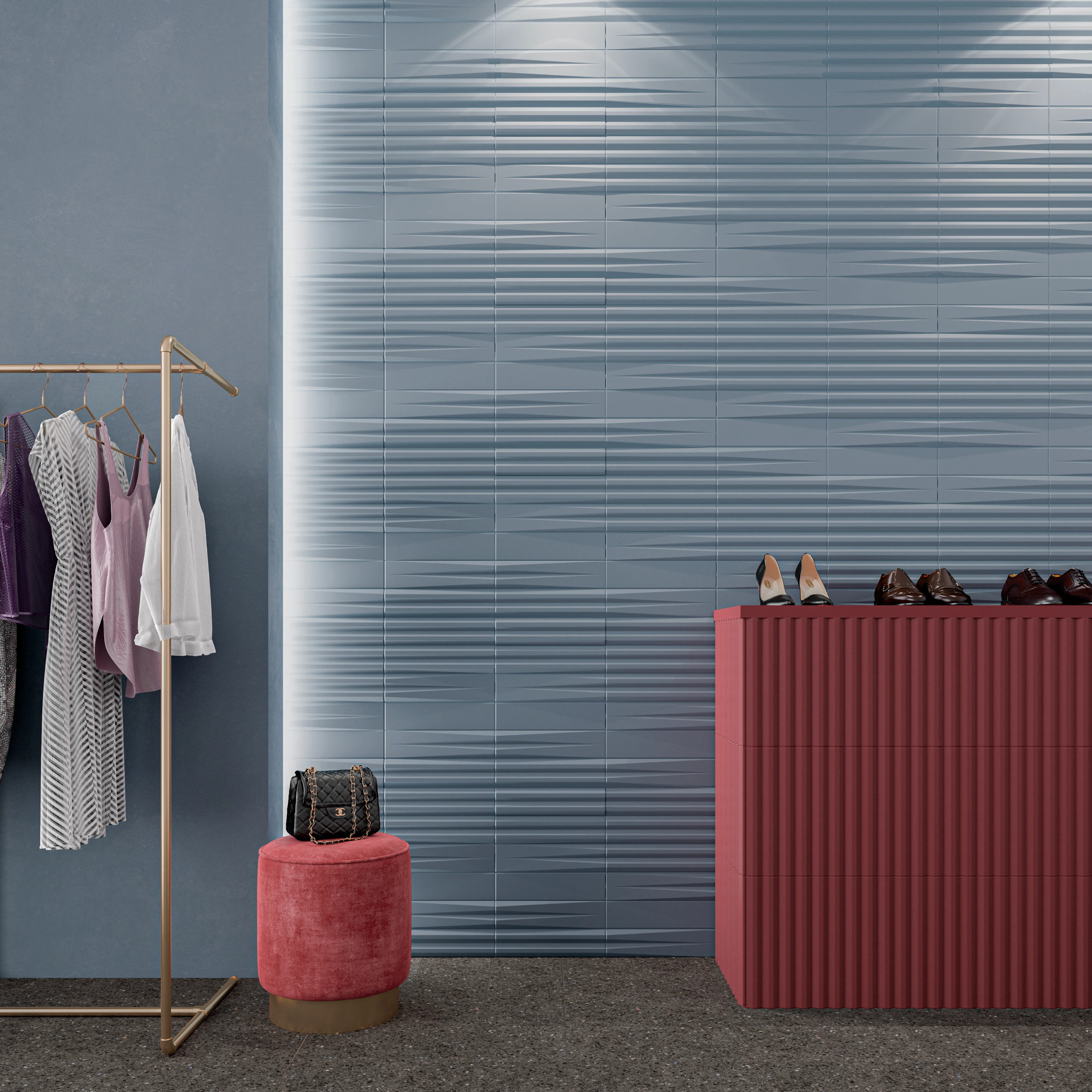 Stripes Matte 3X12 Garnet - Image 2