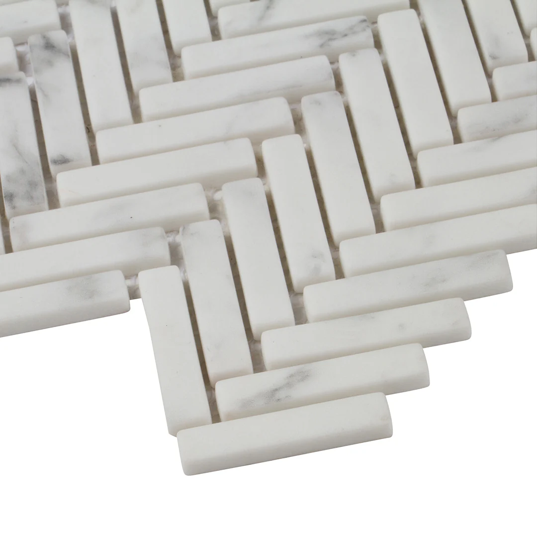 Studio Marble Impressions Herringbone Mosaic 12X12 Grey/White Honed - Image 4