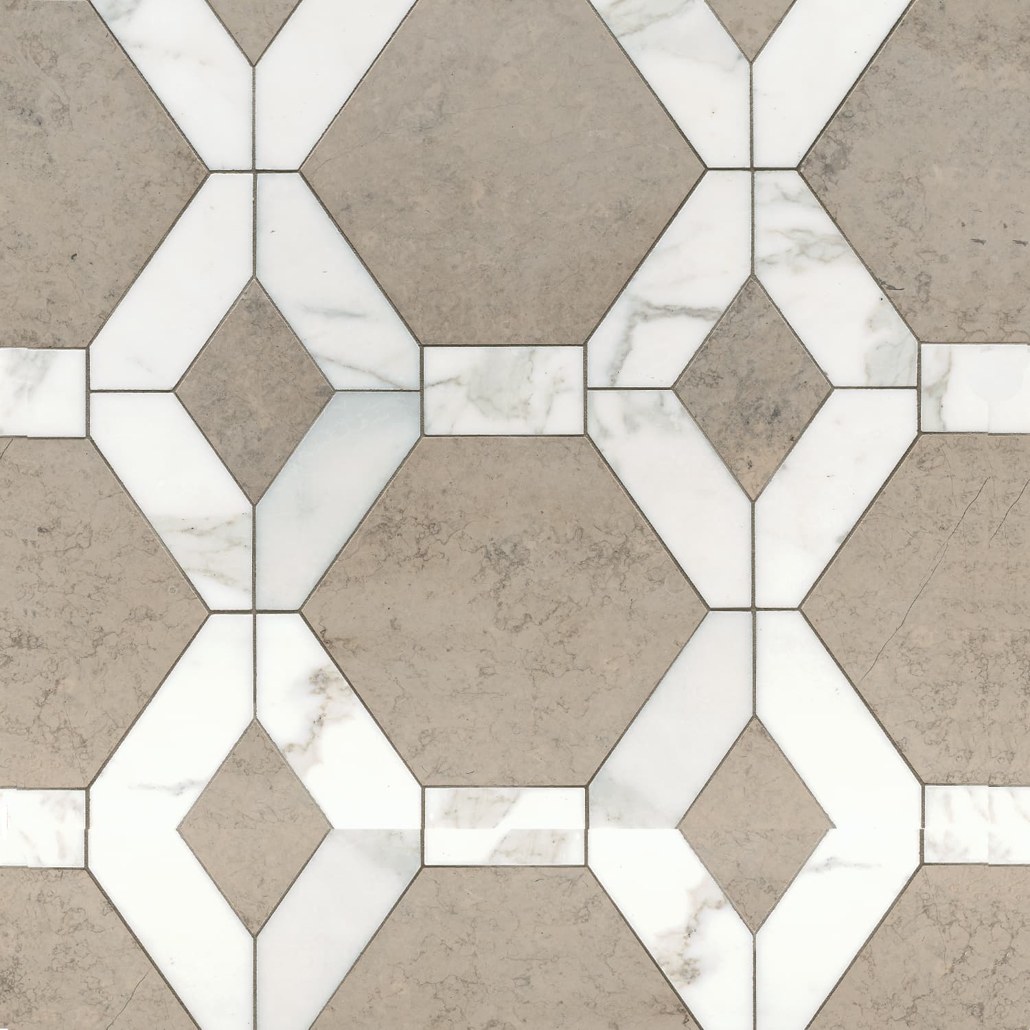 Studio Moderne Stone Mosaic 17-3/4X18 Calacata/London Grey Honed