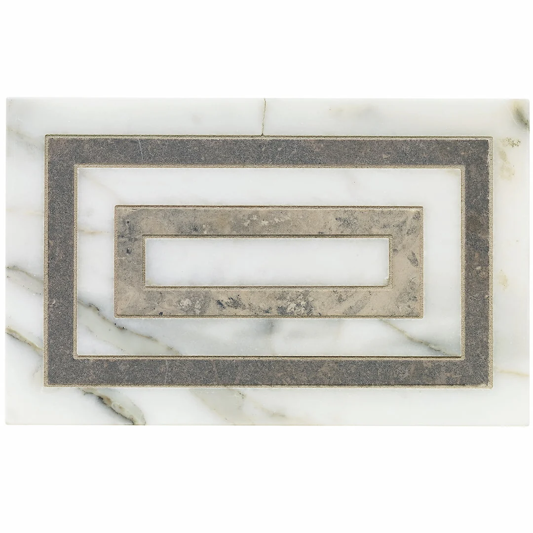 Studio Moderne Stone Mosaic 5X8 Calacata/London Grey Honed