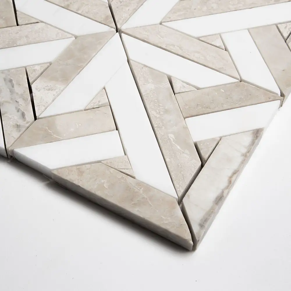 Talya Marma Mosaic 9-11/16X9-11/16 Aspen White Diana Royal Honed - Image 2