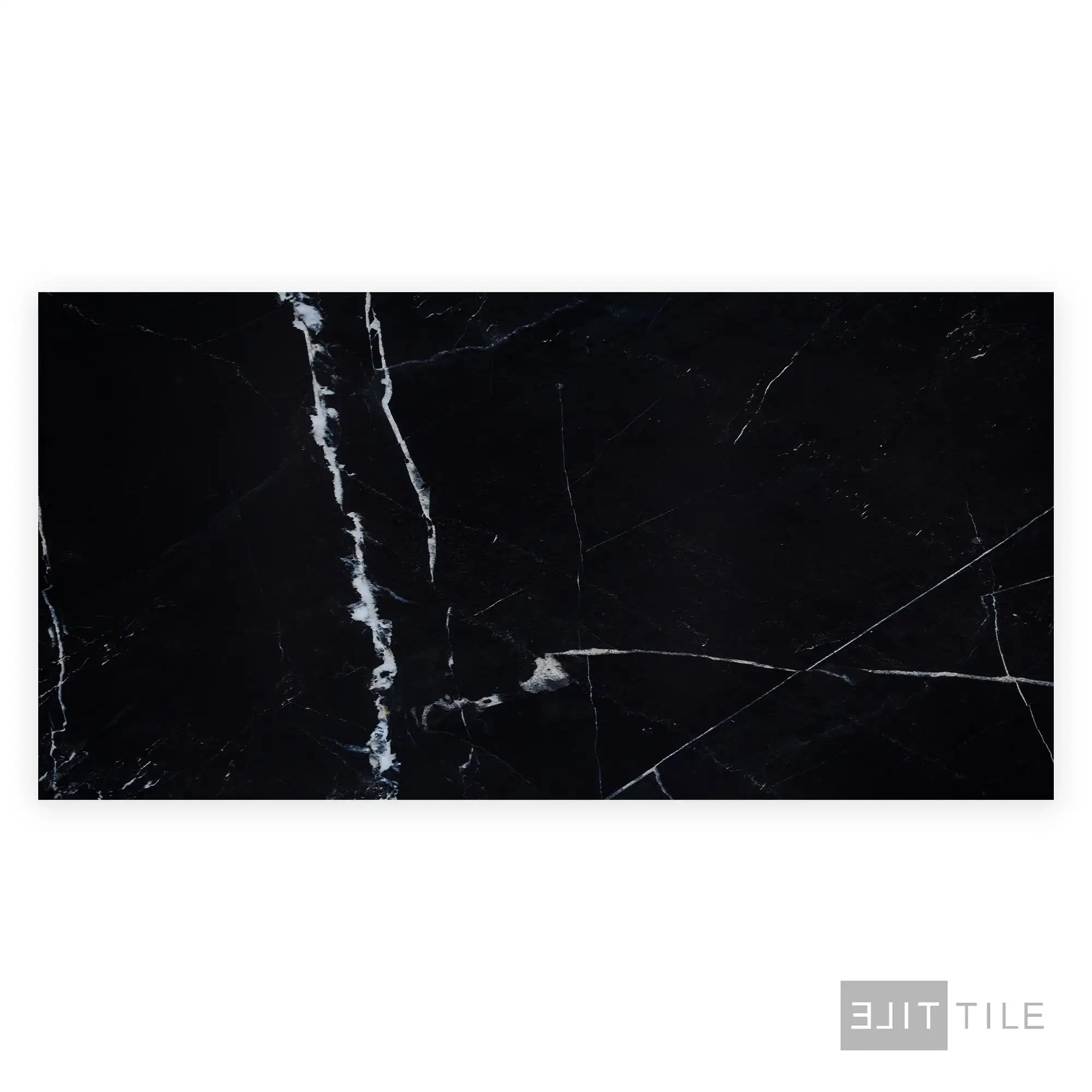 Tele Di Marmo Revolution Porcelain Large Format Field Tile 24X48 Calacatta Black Matte - Image 3