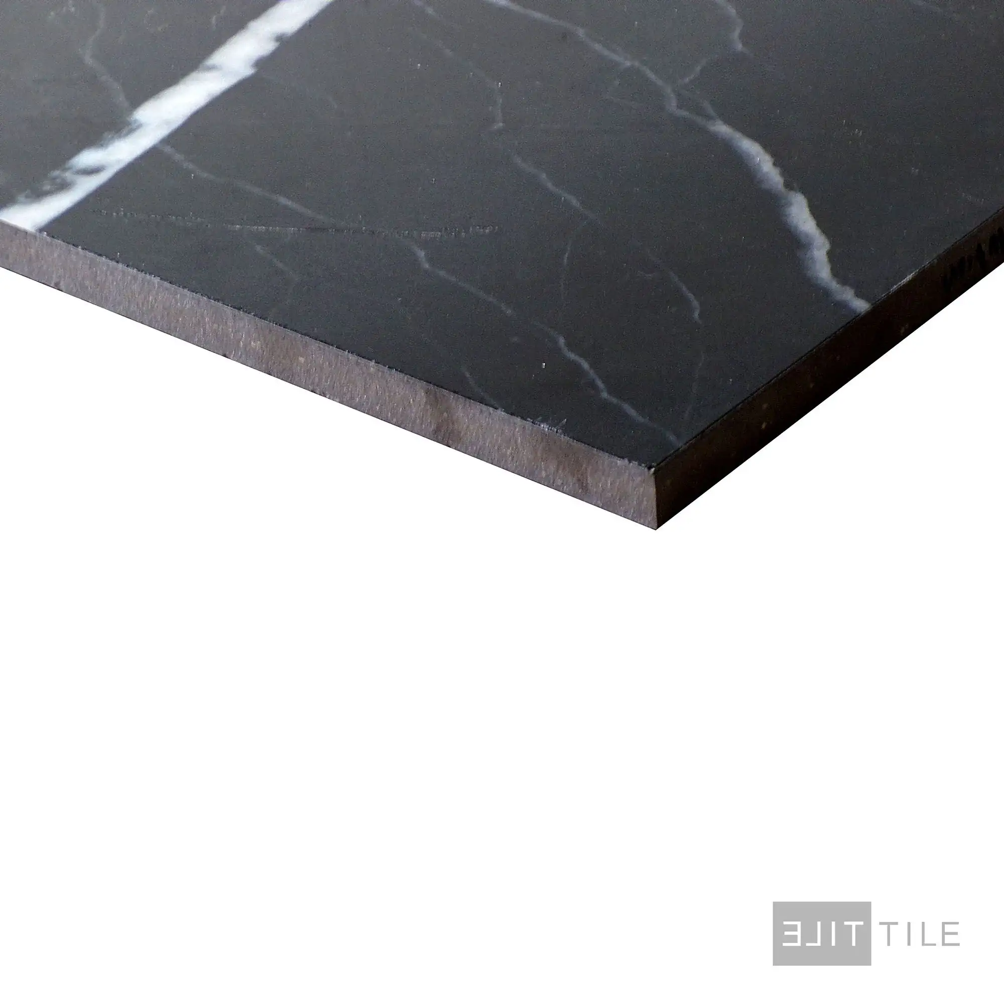 Tele Di Marmo Revolution Porcelain Large Format Field Tile 24X48 Calacatta Black Polished - Image 4