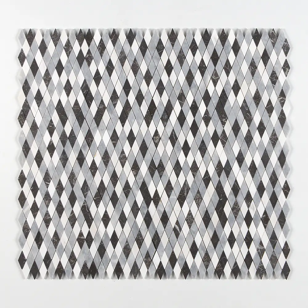 Tessa Hazem Mosaic 10-1/8X12-1/8 Allure Iris Black Bianco Dolomiti Honed