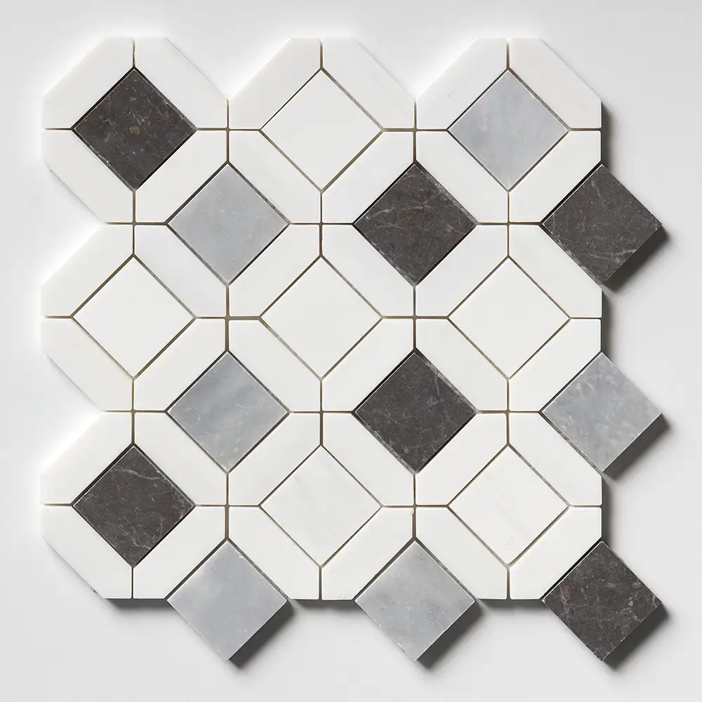 Tessa Louna Mosaic 13-7/8X14 Allure Iris Black Bianco Dolomiti Honed - Image 3